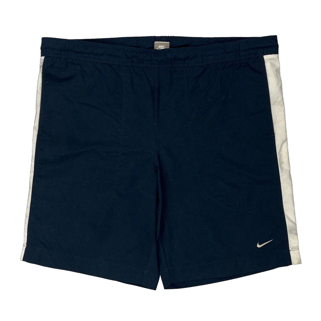 Nike Sport Shorts - Medium Navy Polyester Refurbished - Thrifted (note: this is a term often used to describe second- refurbished available on Cerqular