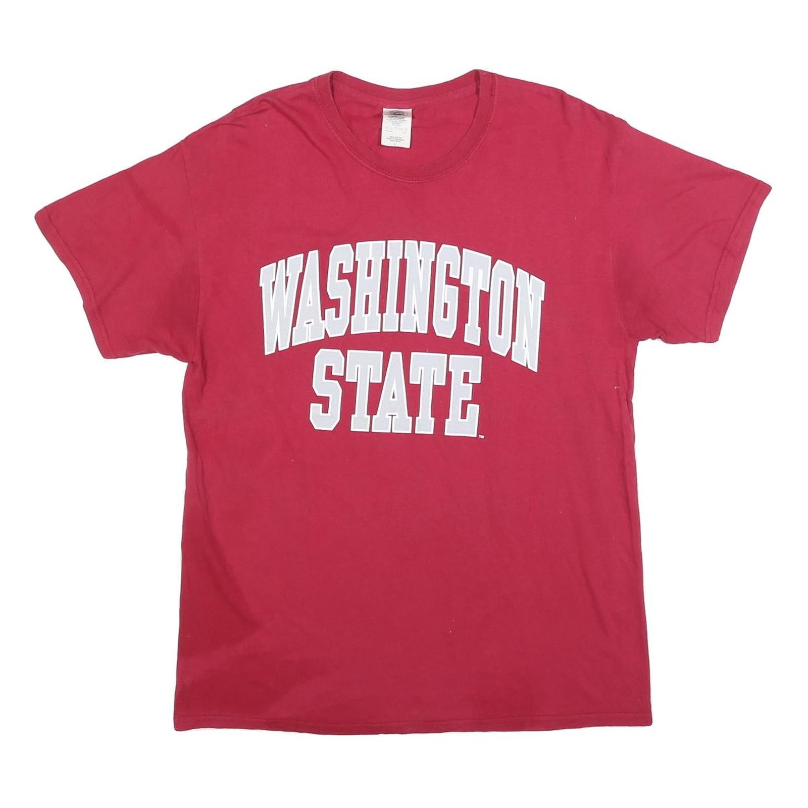 NEW AGENDA Mens Red Washington State Plain T-Shirt L Short Sleeve Crew Neck Refurbished - N/A refurbished available on Cerqular