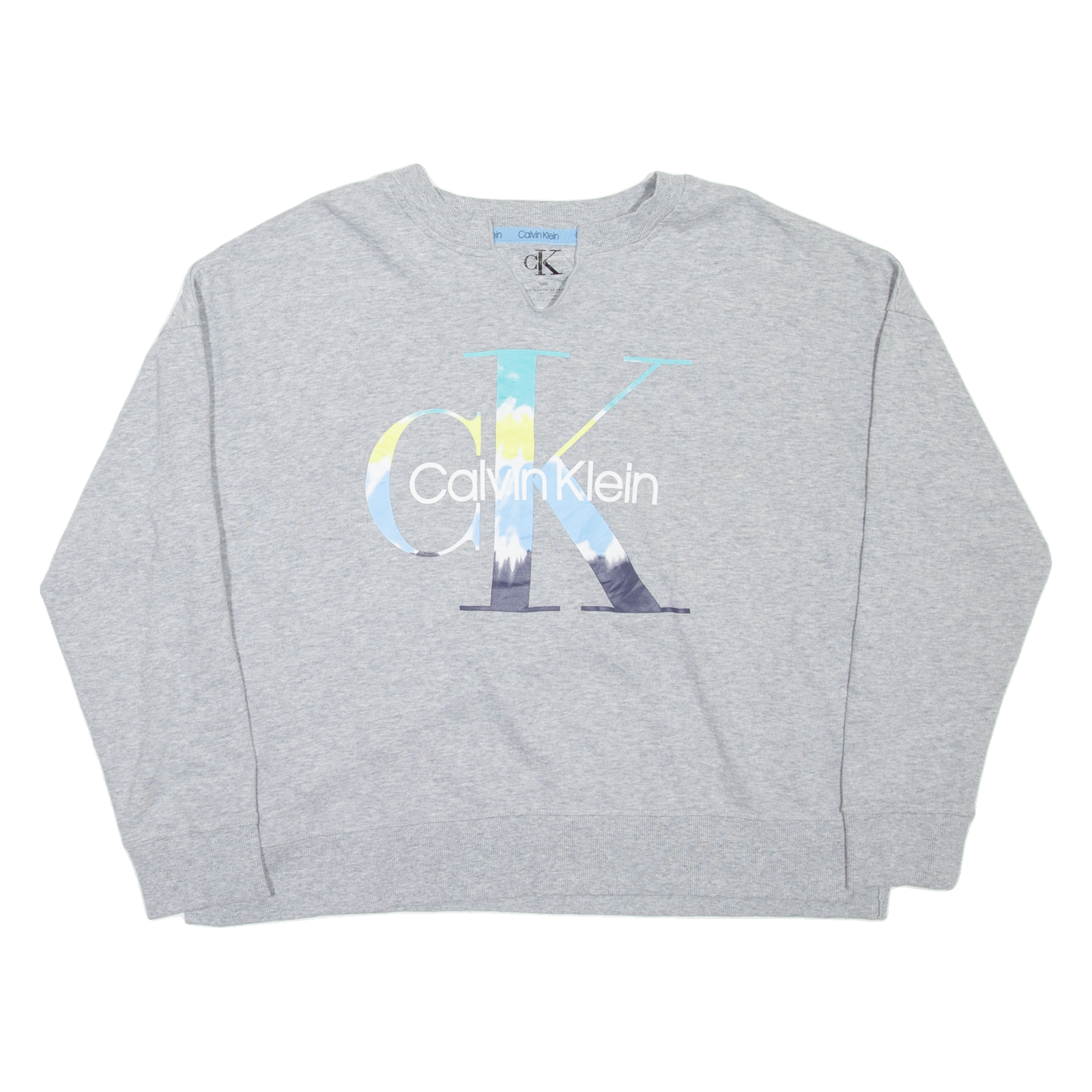 CALVIN KLEIN Womens Sweatshirt Grey V-Neck L Refurbished - N/A refurbished available on Cerqular