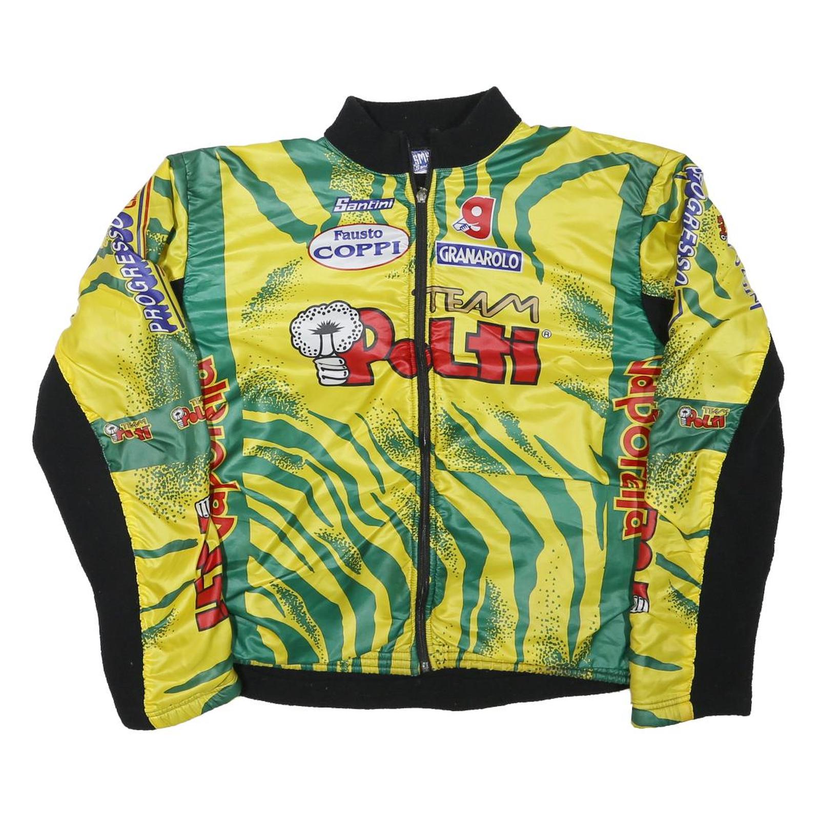 SANTINI Womens Yellow & Green Cycling Jacket 3XL Polyester Blend Zip Racing Team Refurbished - N/A refurbished available on Cerqular