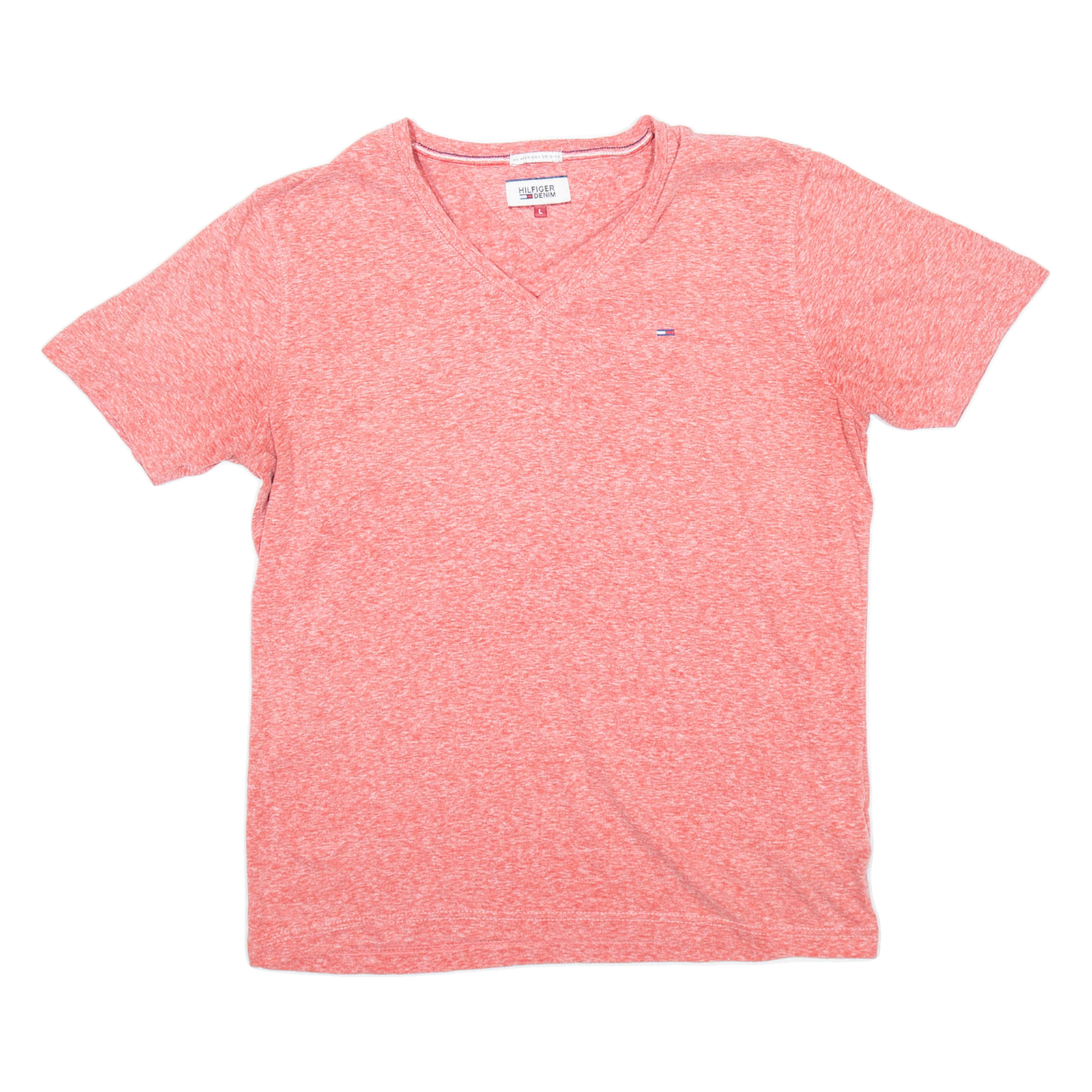 HILFIGER DENIM Womens T-Shirt Red V-Neck L Refurbished - N/A refurbished available on Cerqular