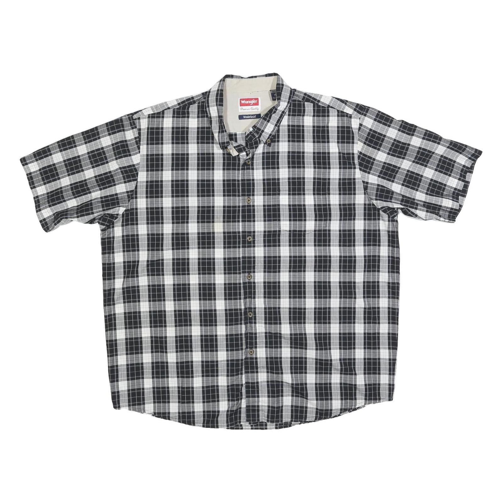 WRANGLER Mens Black & White Check Shirt XL Cotton Blend Button Down Casual Refurbished - N/A refurbished available on Cerqular