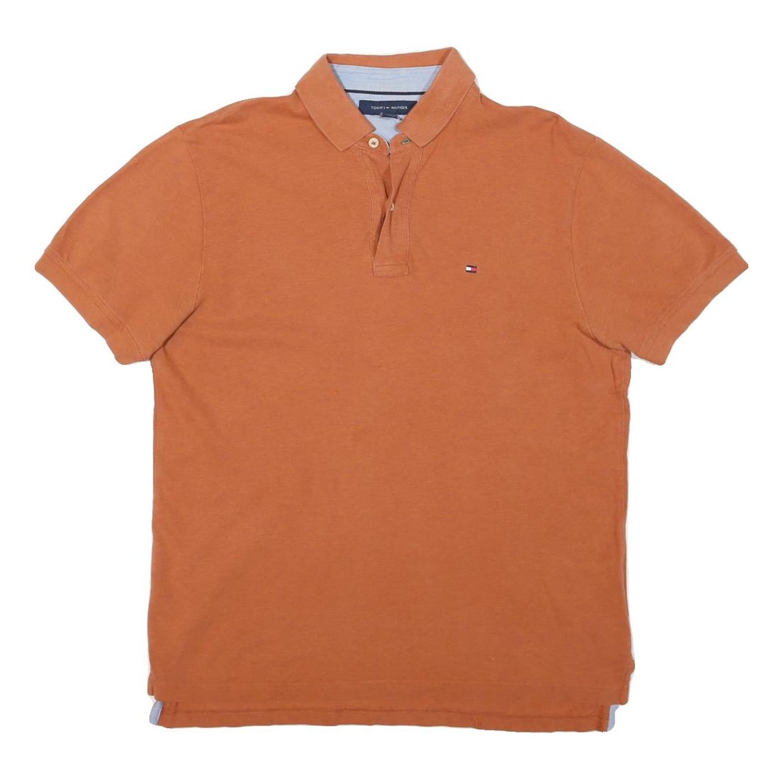 TOMMY HILFIGER Mens Orange Short Sleeve Plain M Cotton Blend Polo Shirt Classic Refurbished - N/A refurbished available on Cerqular