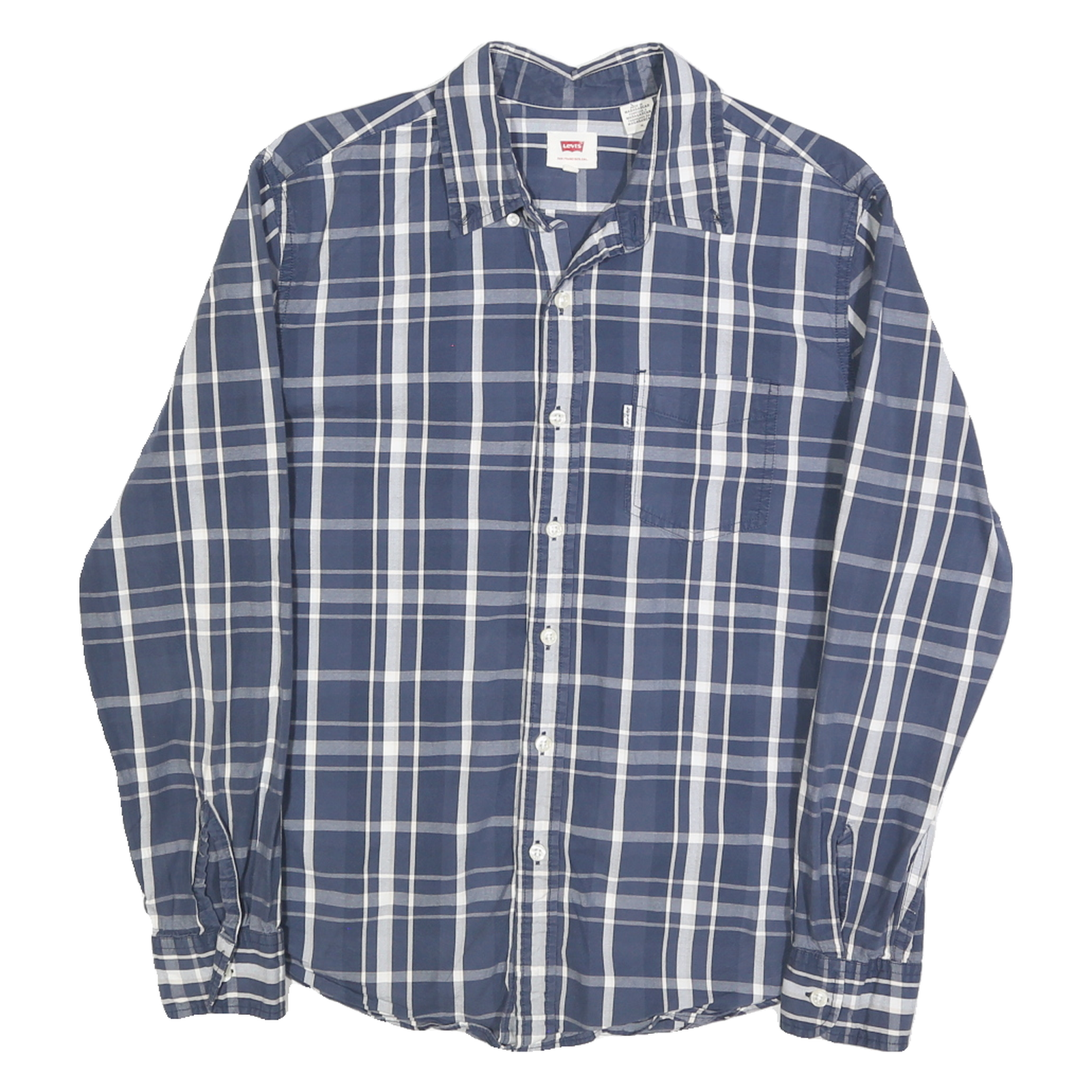 LEVI'S Mens Blue & White Check Shirt M Cotton Blend Casual Long Sleeve Refurbished - N/A refurbished available on Cerqular
