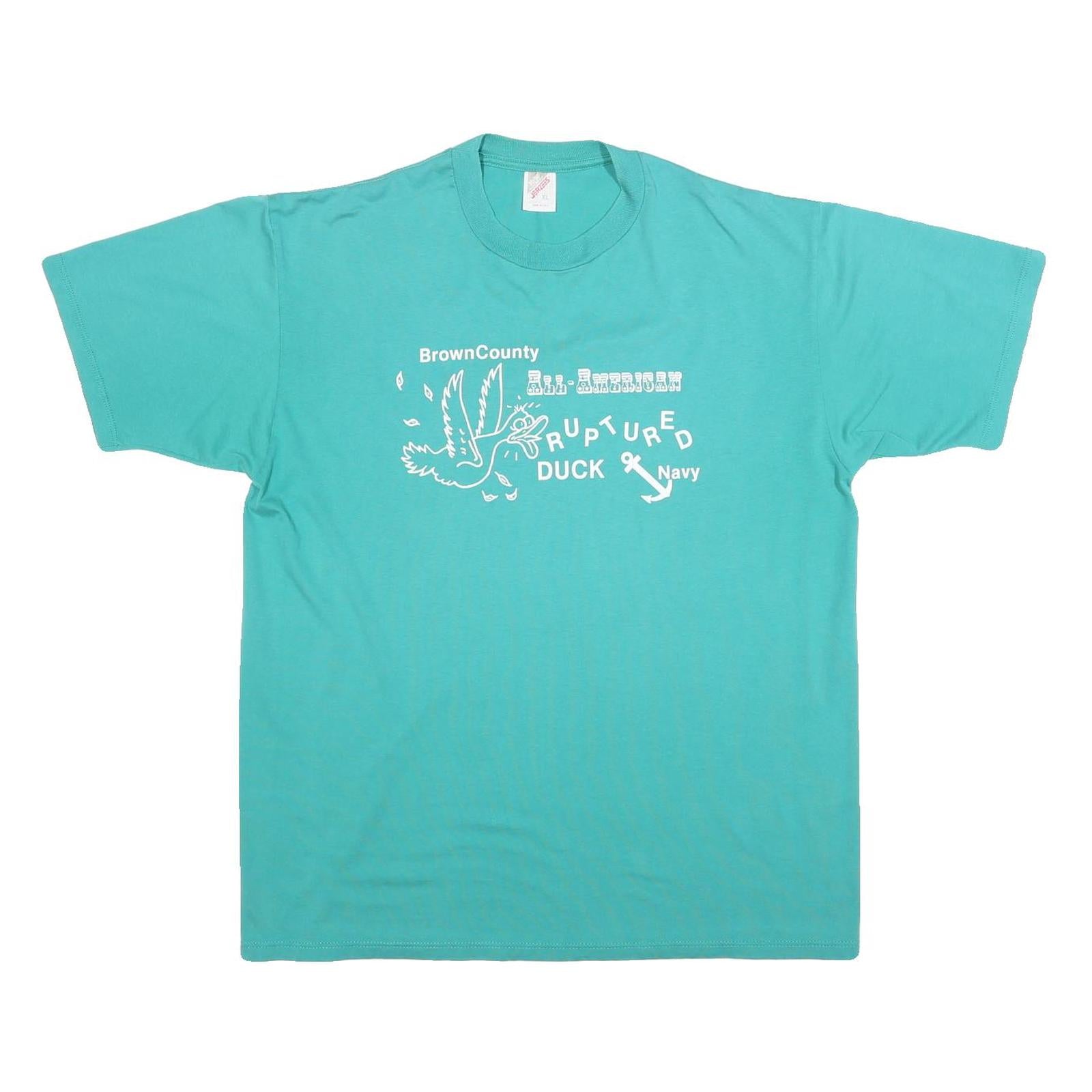 Buy JERZEES Mens Turquoise Blue Ruptured Duck Graphic T-Shirt XL Short Sleeve Crew Refurbished - $20.79 JERZEES Mens Turquoise Blue Ruptured Duck Graphic T-Shirt XL Short Sleeve Crew Refurbished - N/A refurbished available on Cerqular
