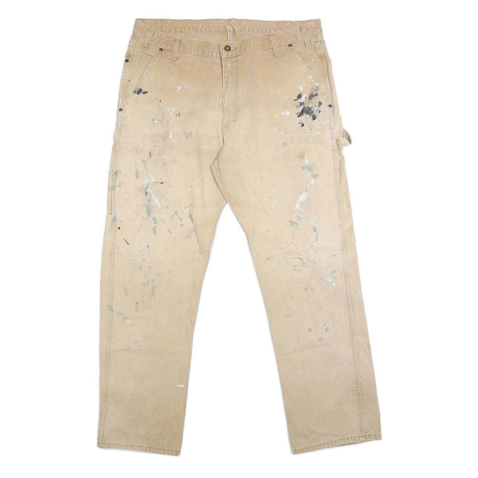 DICKIES Mens Regular Fit Beige Denim Jeans W38 L32 Workwear Utility Paint Refurbished - N/A refurbished available on Cerqular