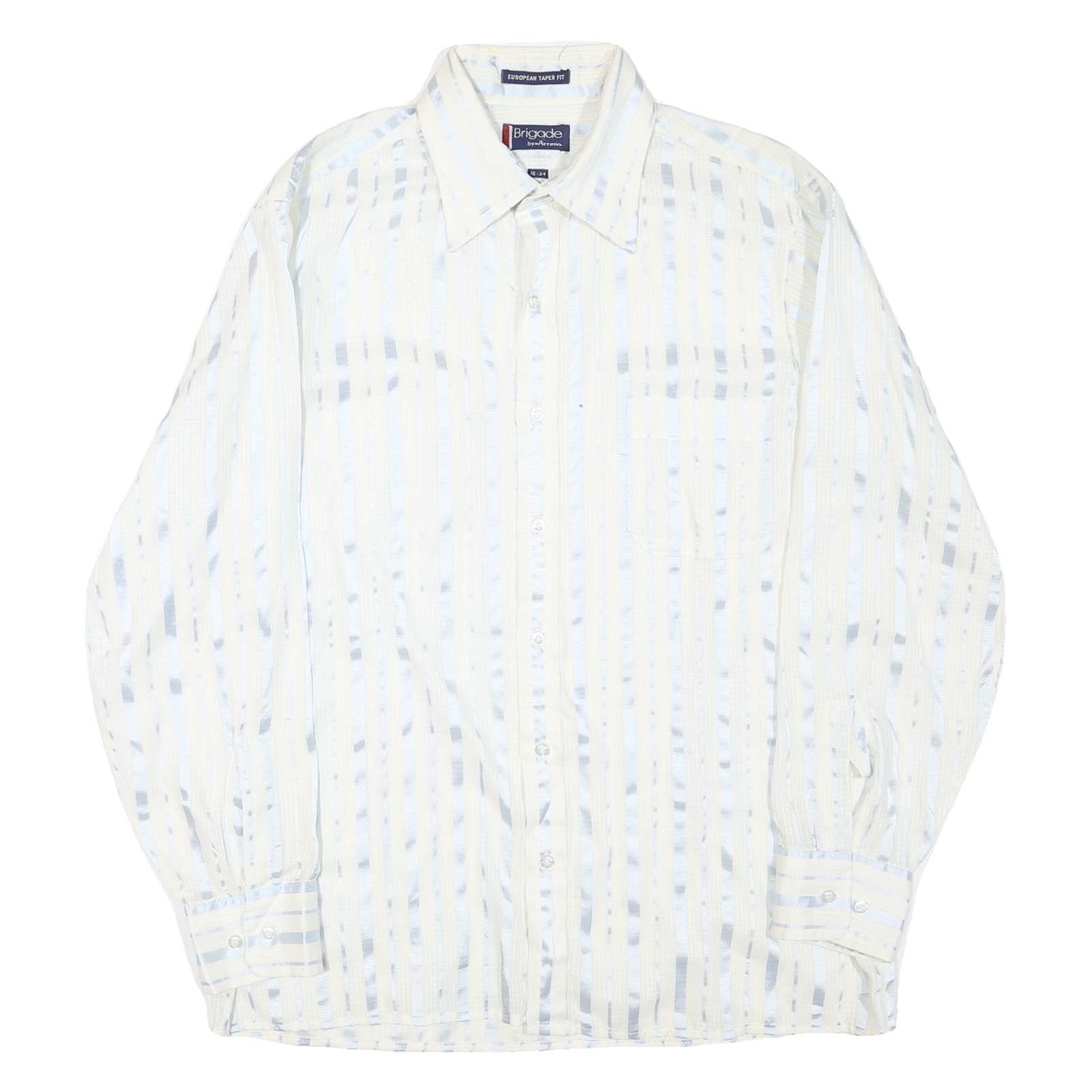 BRIGADE Mens White Blue Stripe Shirt M Cotton Blend European Fit Classic Refurbished - N/A refurbished available on Cerqular