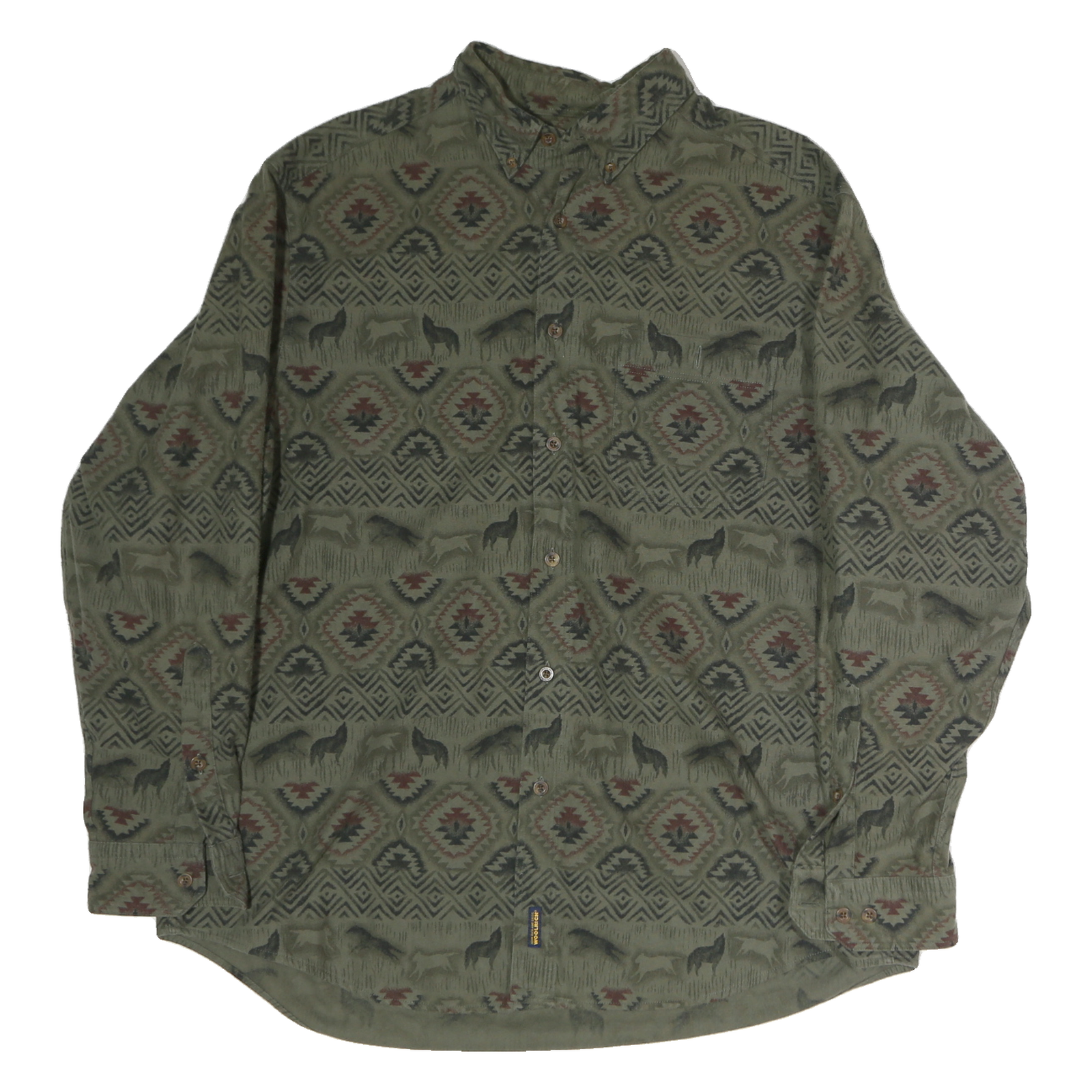 WOOLRICH Mens Green Cotton Patterned Shirt L Button Collar Long Sleeve Casual Refurbished - N/A refurbished available on Cerqular