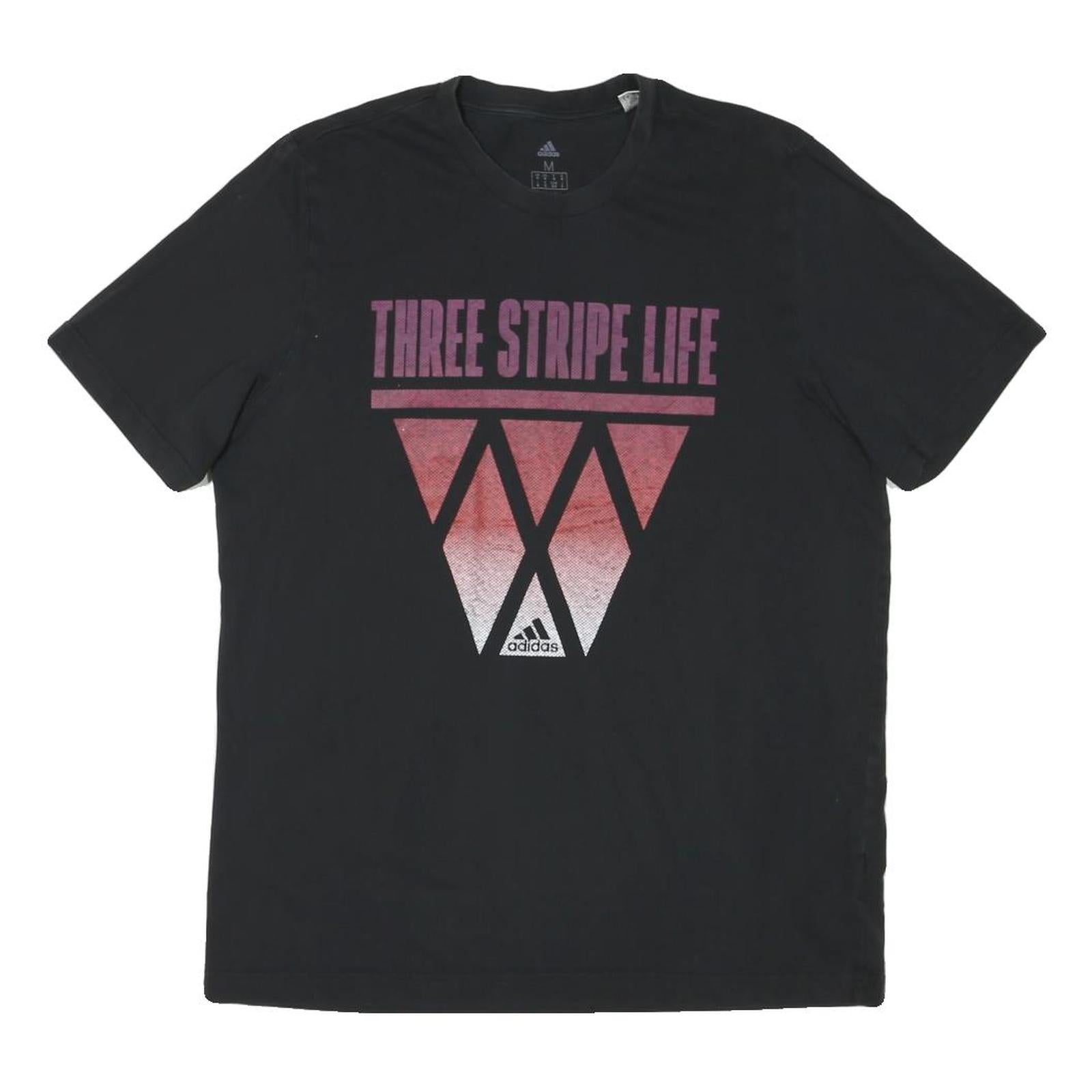ADIDAS Mens Black Three Stripe Life Graphic T-Shirt M Short Sleeve Crew Neck Refurbished - N/A refurbished available on Cerqular