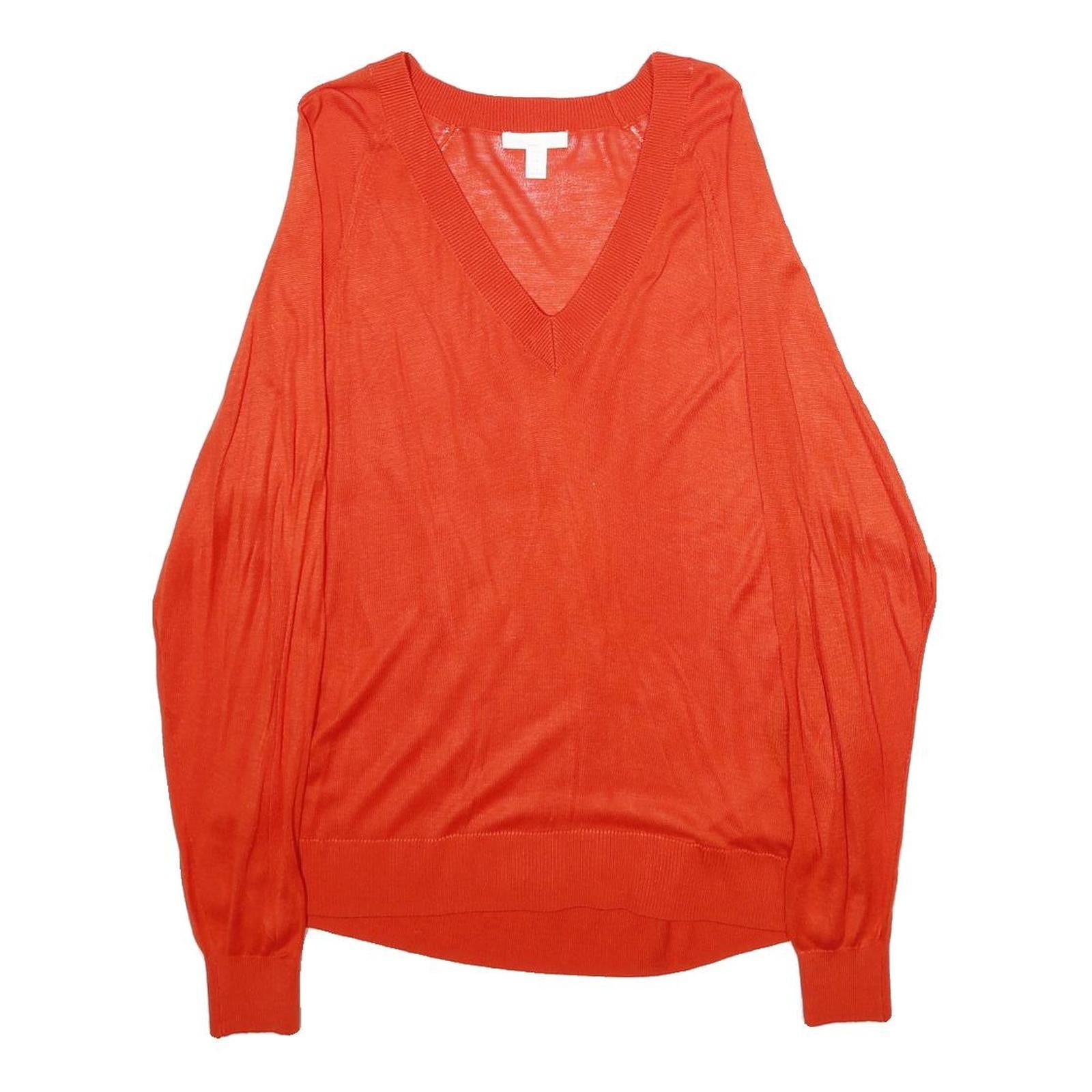 H&M Womens Orange Plain Pullover Jumper V-Neck Basic Knit S Lightweight Refurbished - N/A refurbished available on Cerqular