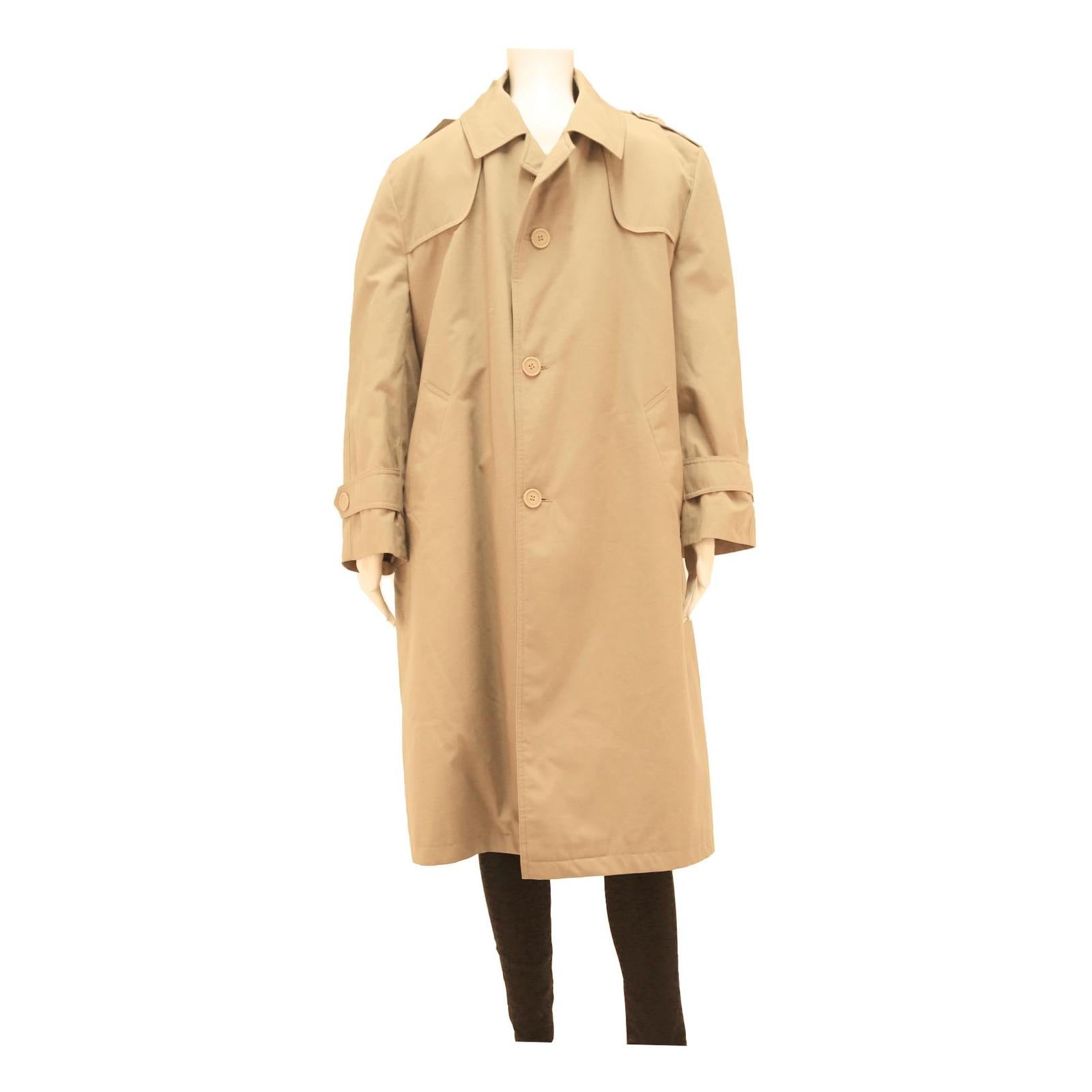 WINDSOR Mens Beige Classic Trench Coat L Polyester Blend Button Closure Stylish Refurbished - N/A refurbished available on Cerqular