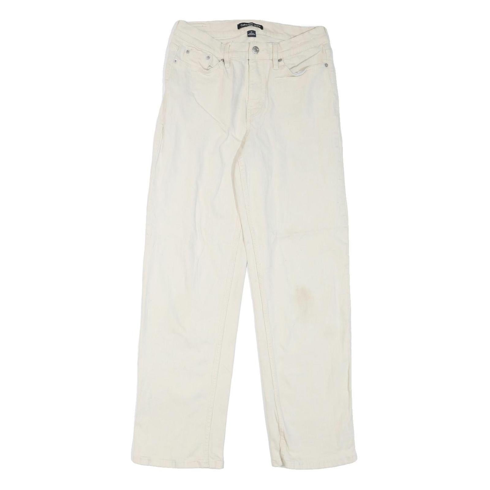 CALVIN KLEIN JEANS Womens White Regular Straight Denim W27 L30 Zip Cotton Blend Refurbished - N/A refurbished available on Cerqular