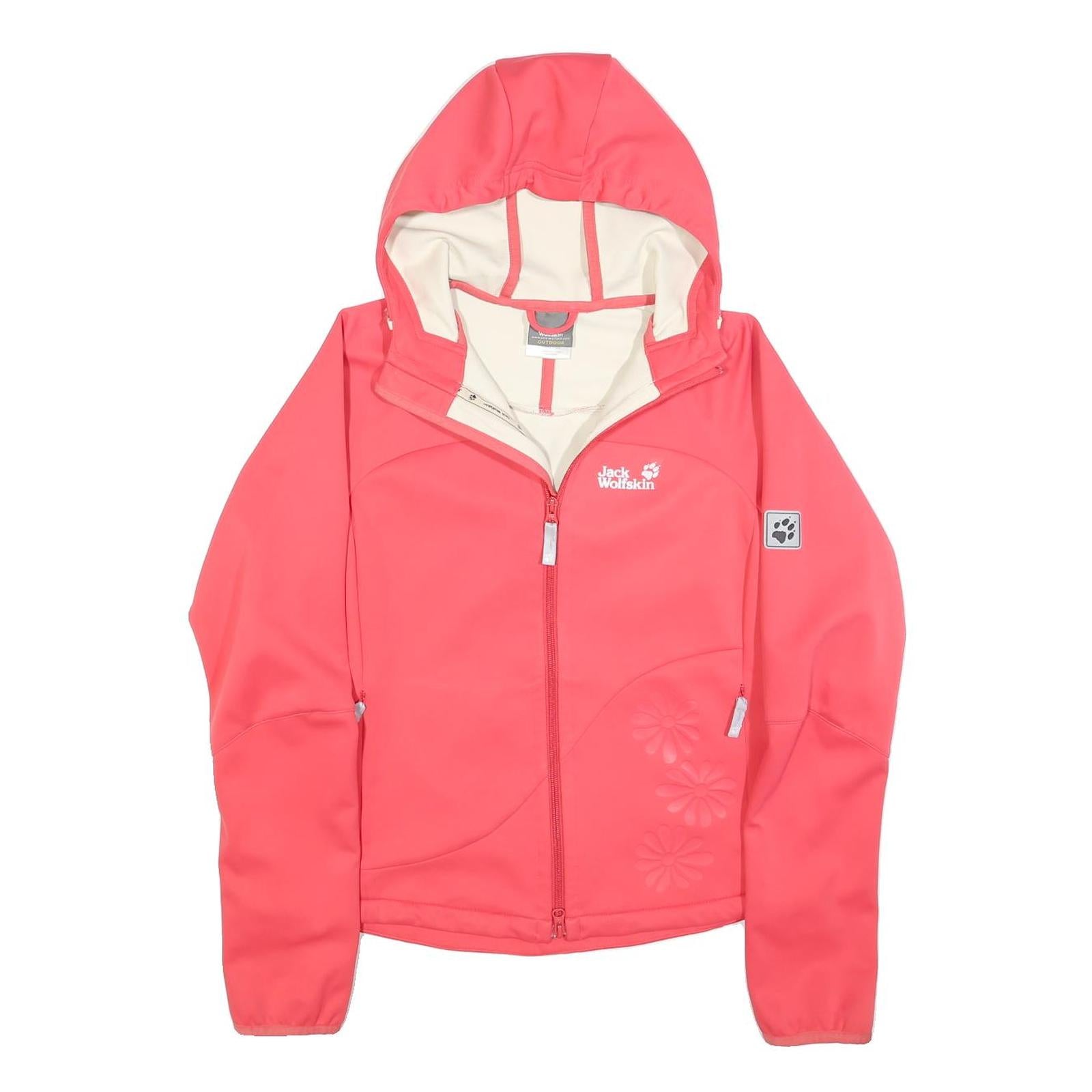 JACK WOLFSKIN Womens Coral Pink Outdoor Jacket M Polyester Blend Hooded Zip Refurbished - N/A refurbished available on Cerqular