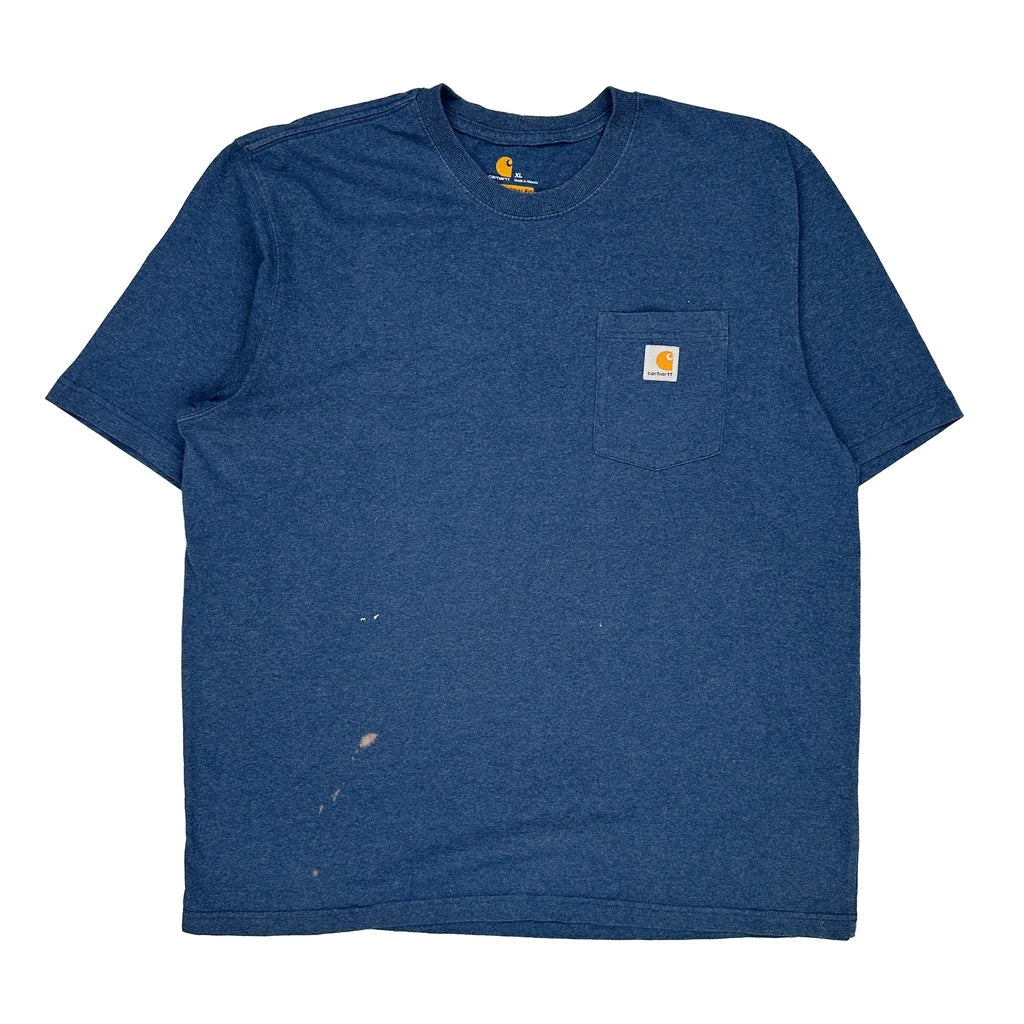 Carhartt T-Shirt - XL Blue Cotton Refurbished - Thrifted (note: this is a term often used to describe second- refurbished available on Cerqular