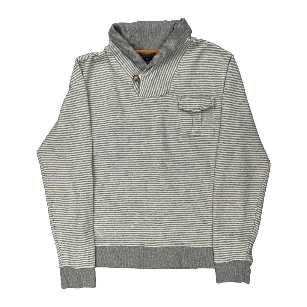 Buy Tommy Hilfiger Striped Jumper - Large Grey Cotton Refurbished - $18.75 Tommy Hilfiger Striped Jumper - Large Grey Cotton Refurbished - Thrifted (note: this is a term often used to describe second- refurbished available on Cerqular
