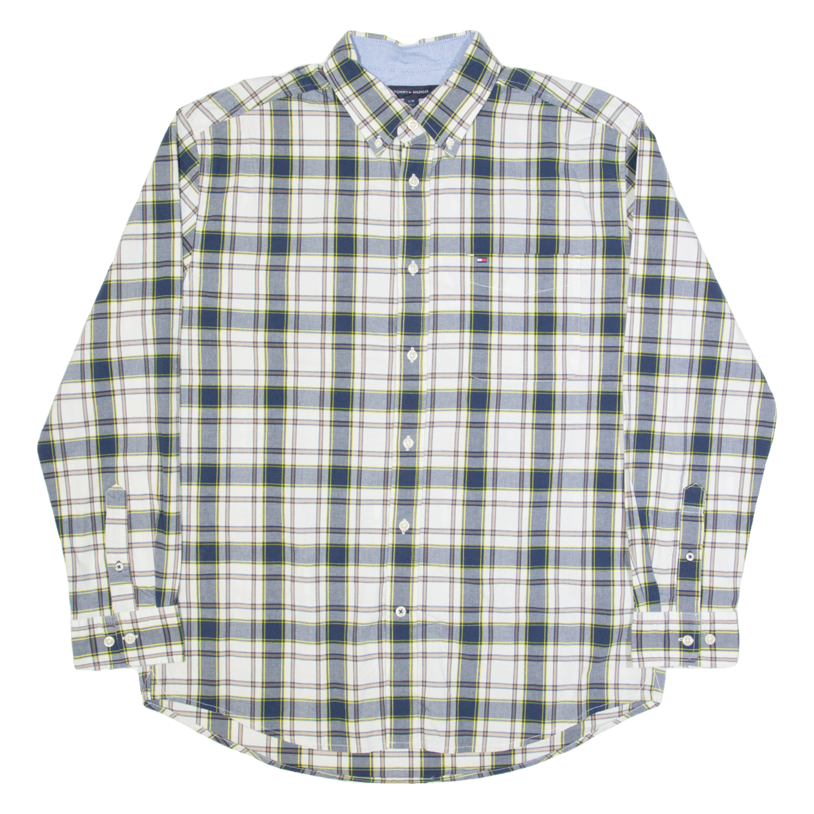 TOMMY HILFIGER Mens Shirt Blue Check Long Sleeve L Refurbished - N/A refurbished available on Cerqular