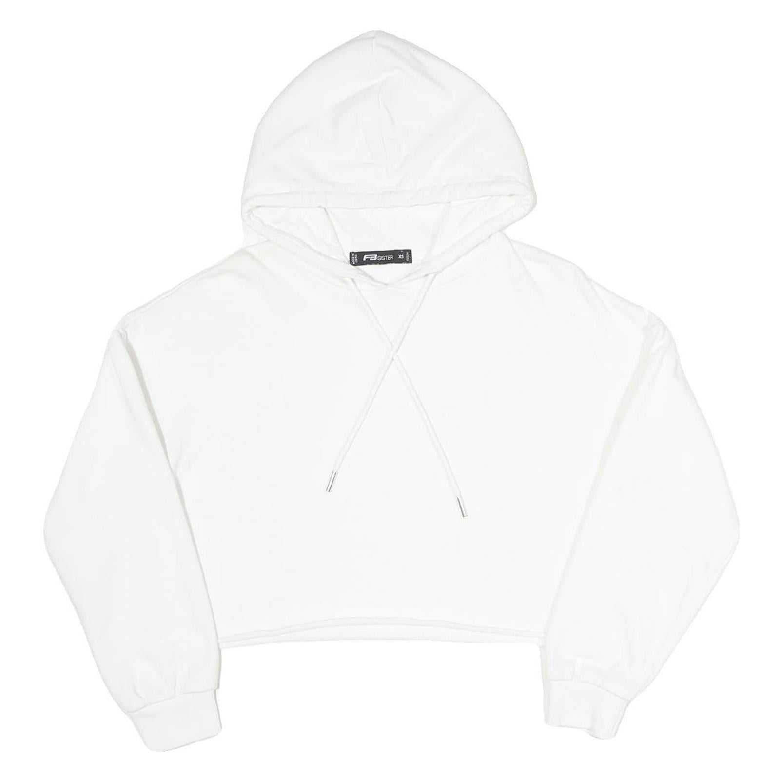 FBSISTER Womens White Pullover Hoodie XS Cropped Cotton Blend Sweatshirt Refurbished - N/A refurbished available on Cerqular