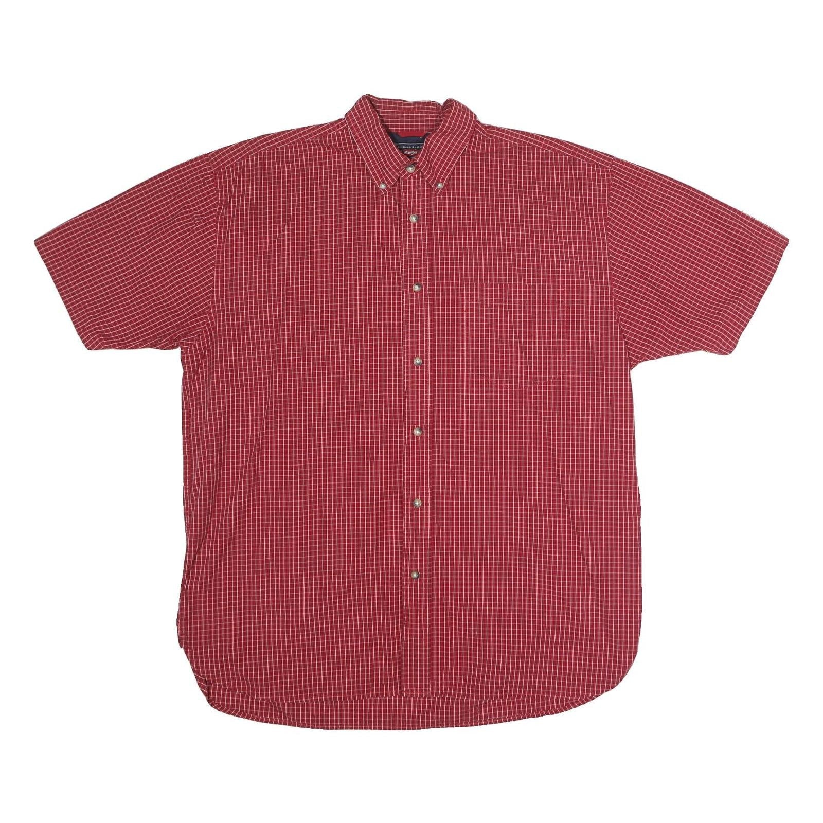 WRANGLER Mens Red Check Button Down Cotton Blend Shirt L Casual Summer Style Refurbished - N/A refurbished available on Cerqular