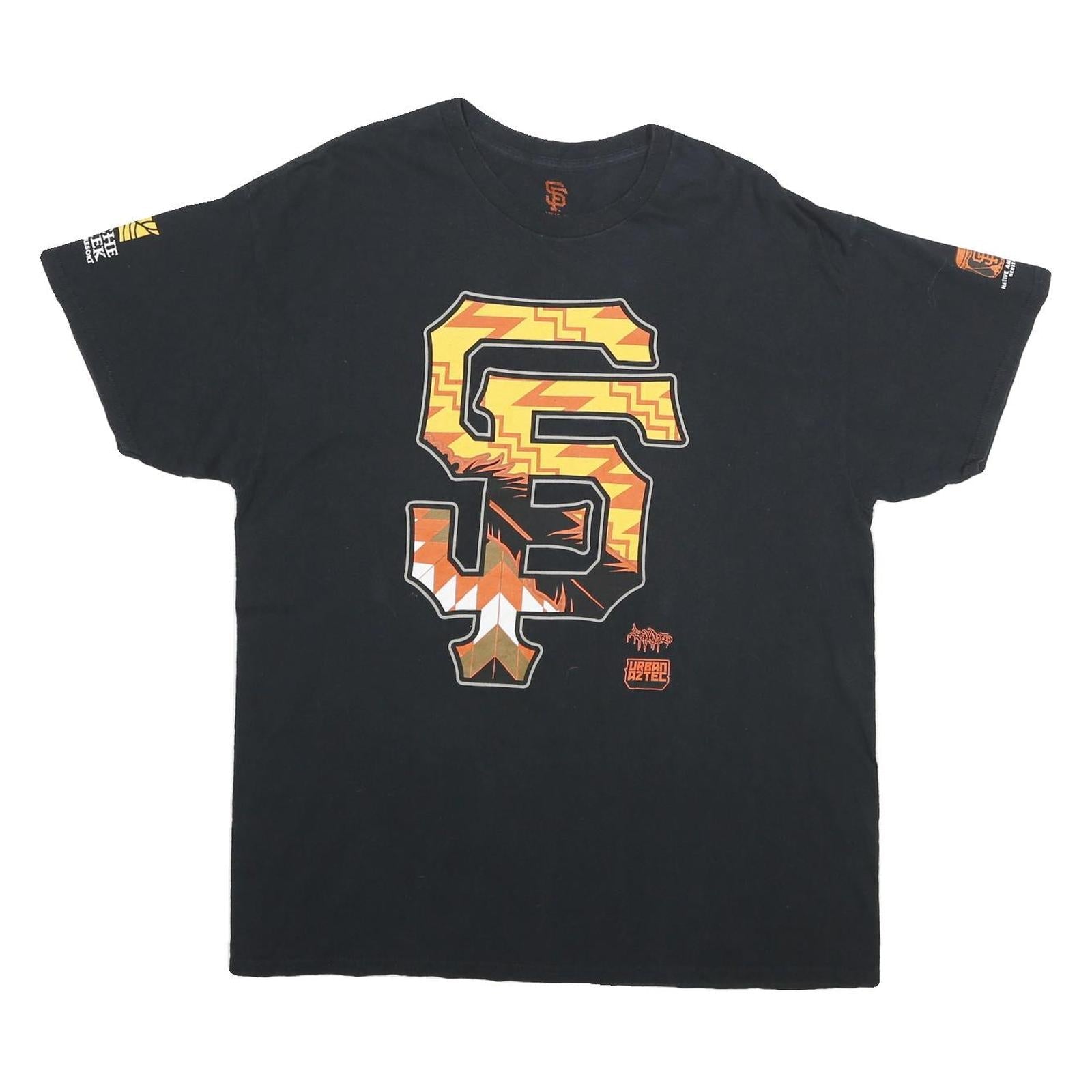 Mens Black Graphic T-Shirt XL Short Sleeve Crew Neck Urban Aztec Style Refurbished - N/A refurbished available on Cerqular
