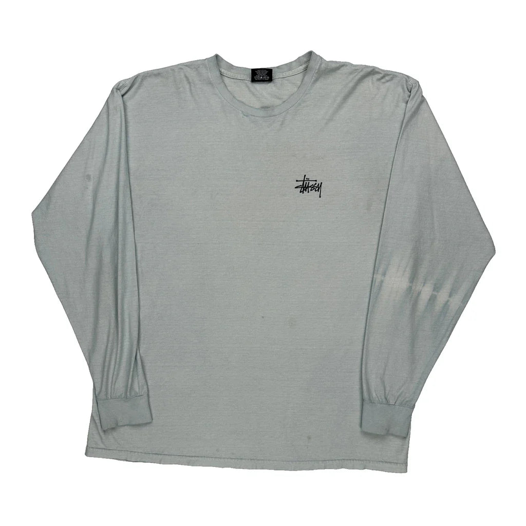 Stussy Long Sleeve T-Shirt - XL Grey Cotton Refurbished - Thrifted (note: this is a term often used to describe second- refurbished available on Cerqular