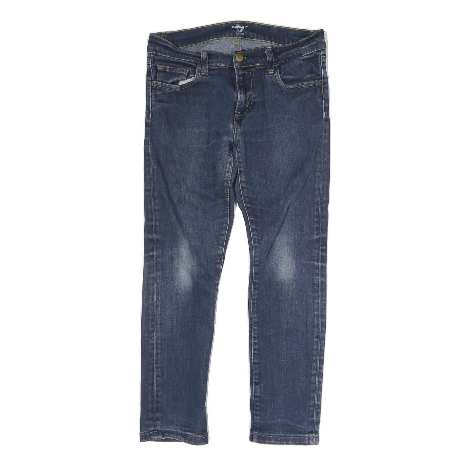 CARHARTT WIP Womens Jeans Blue Regular Straight Denim Medium W31 L25 Button Refurbished - N/A refurbished available on Cerqular