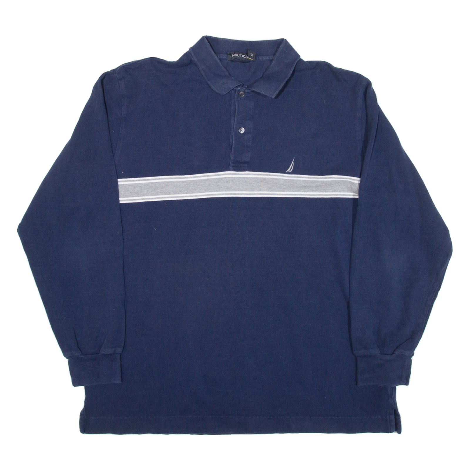 NAUTICA Mens Polo Shirt Blue Striped Long Sleeve L Refurbished - N/A refurbished available on Cerqular