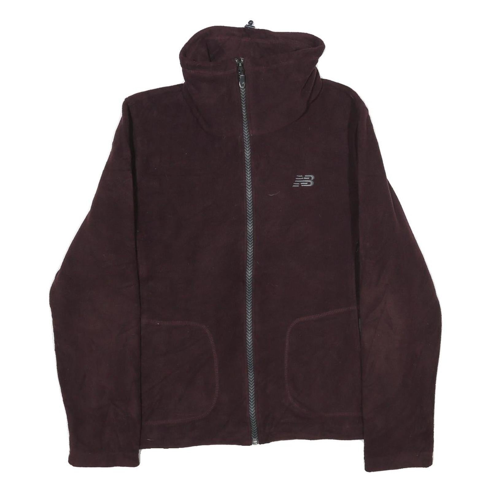 NEW BALANCE Womens Maroon Jacket L Polyester Zip Plain Casual Activewear Refurbished - N/A refurbished available on Cerqular