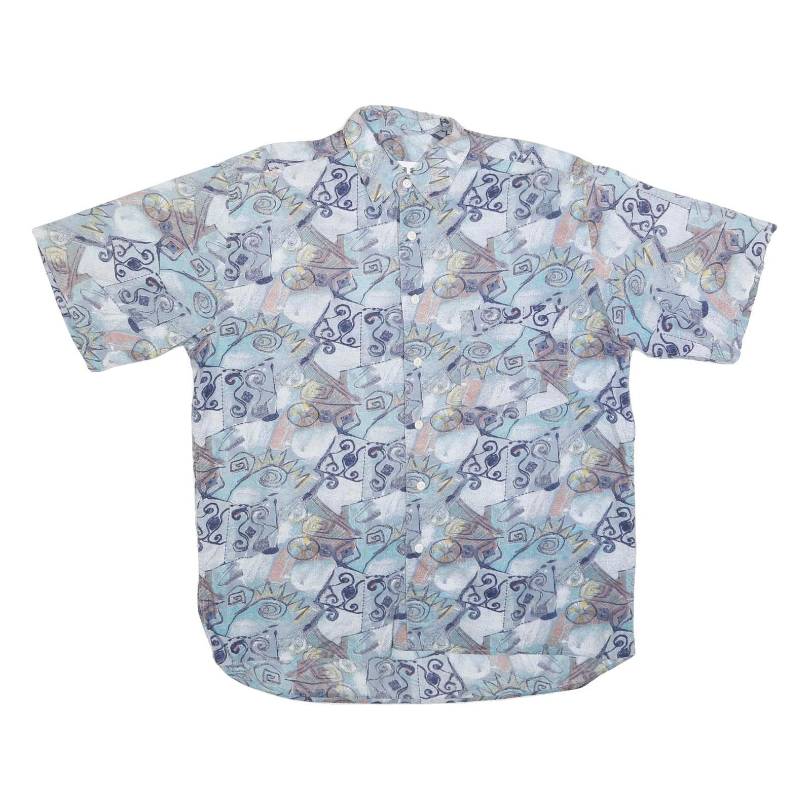 JAS Mens Blue Abstract Pattern Cotton Blend Shirt L Casual Button Up Summer Refurbished - N/A refurbished available on Cerqular