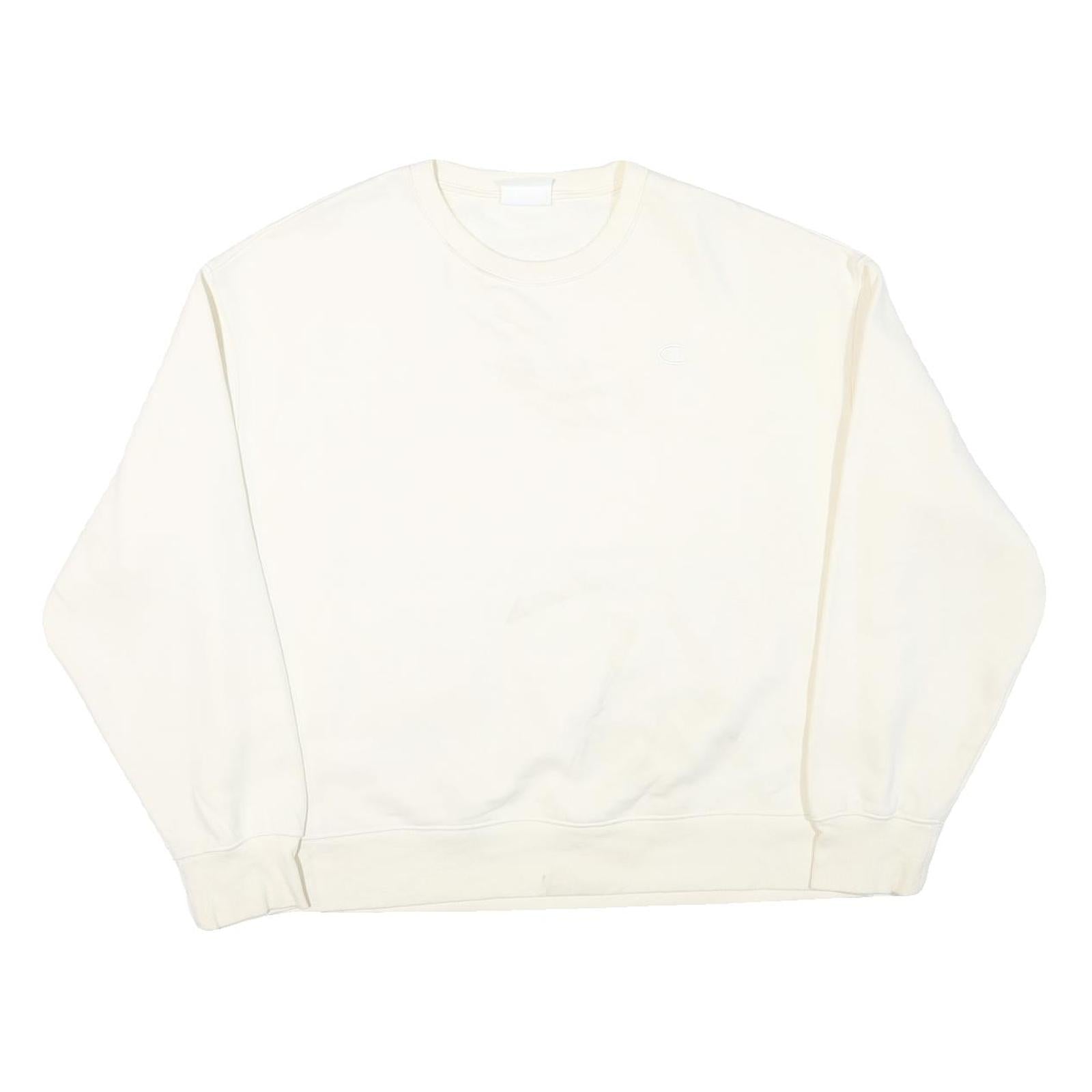CHAMPION Mens White XL Crew Neck Cotton Blend Sweatshirt Classic Logo Refurbished - N/A refurbished available on Cerqular