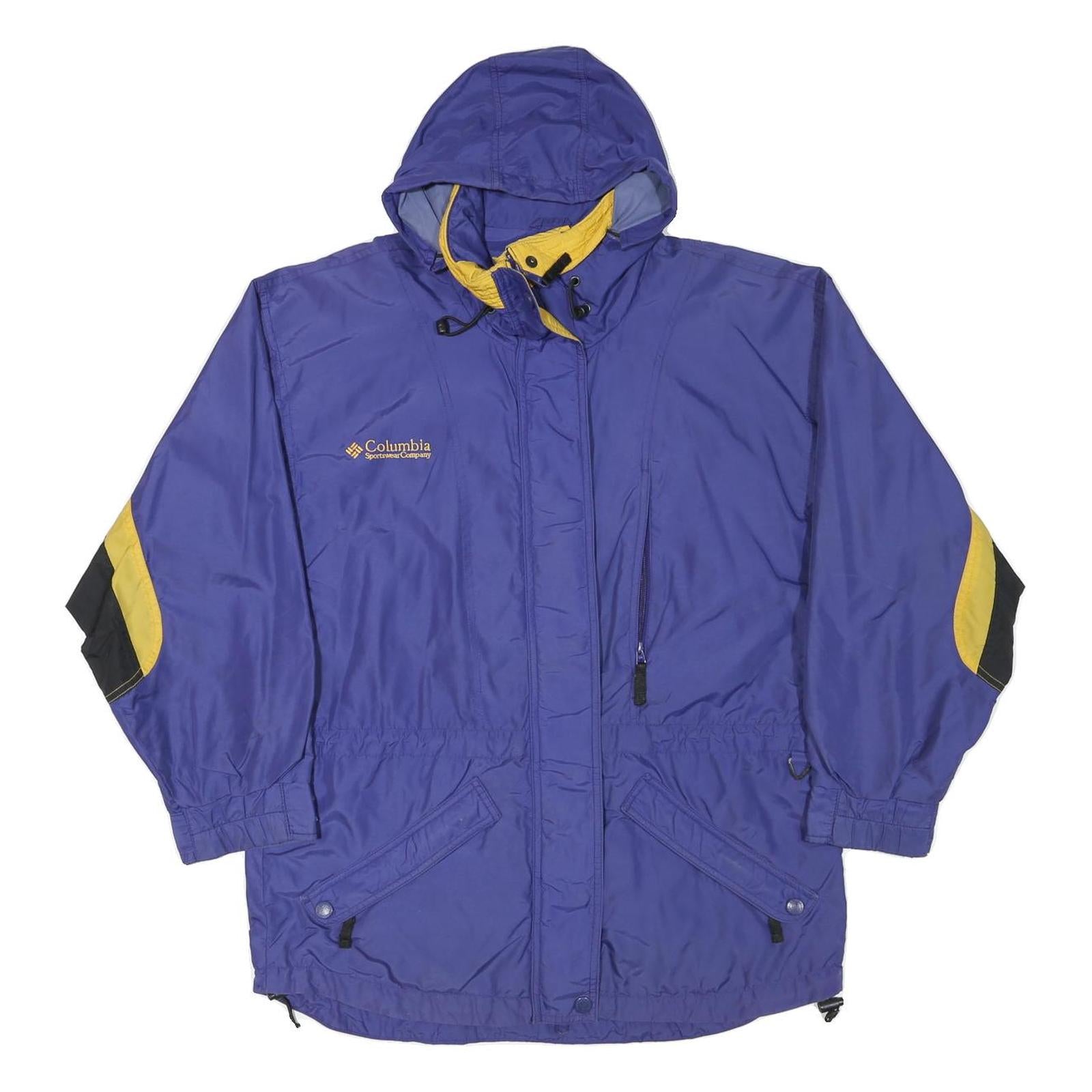 COLUMBIA Womens Blue & Yellow Outdoor Jacket S Polyester Blend Zip Hooded Refurbished - N/A refurbished available on Cerqular