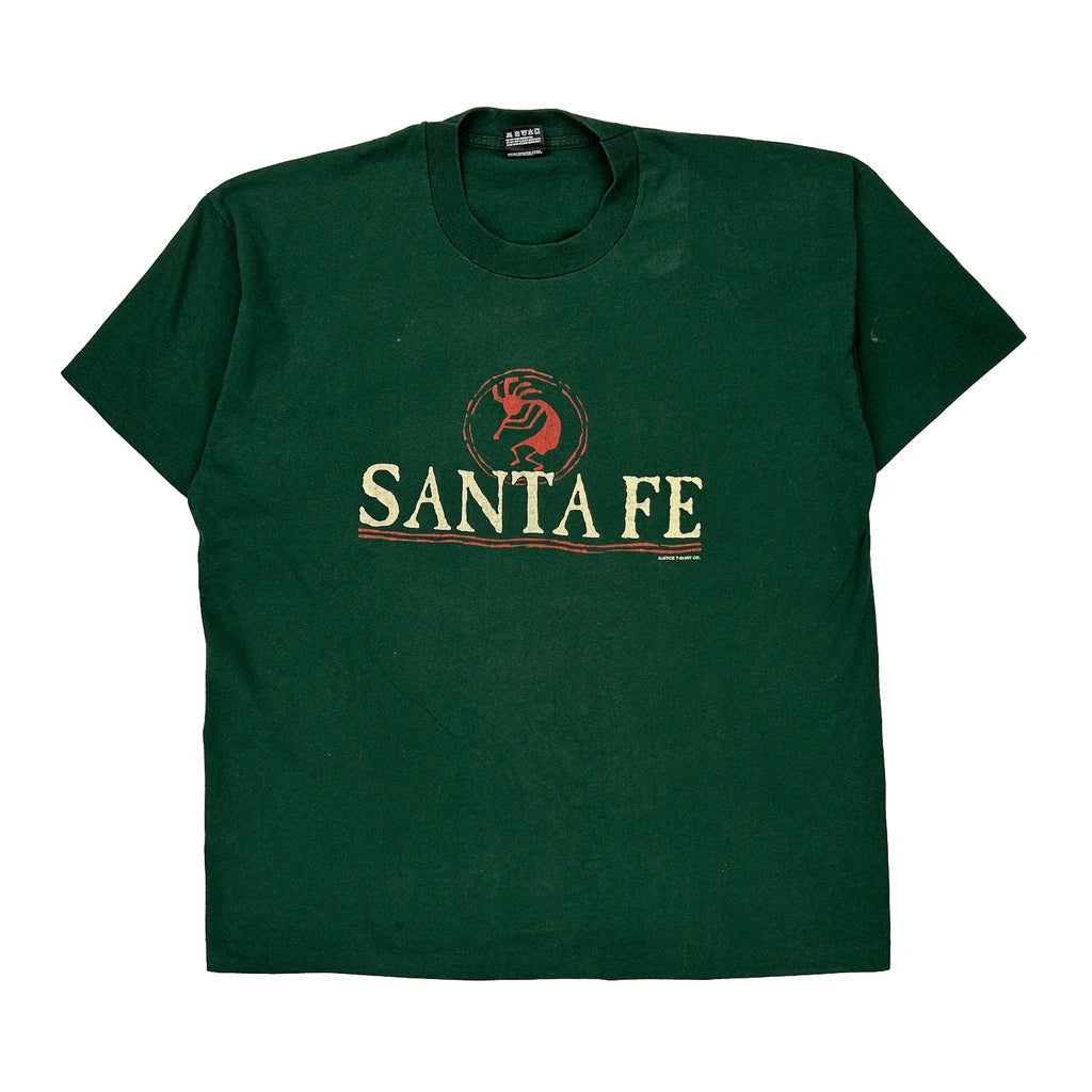 Santa Fe Fruit Of The Loom Single Stitch T-Shirt - XL Green Cotton Blend Refurbished - Thrifted (note: this is a term often used to describe second- refurbished available on Cerqular