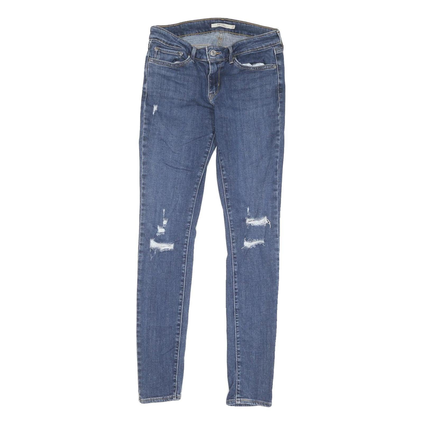 LEVI'S 711 Womens Jeans Blue Slim Skinny Denim Medium W27 L30 Distressed Refurbished - N/A refurbished available on Cerqular