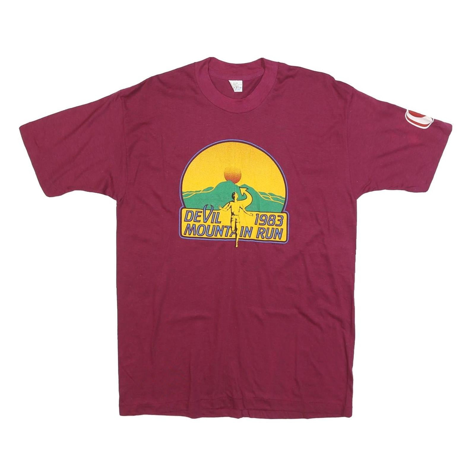 TOUGH TEE Mens Maroon Devil Mountain Run Graphic T-Shirt L Short Sleeve Crew Refurbished - N/A refurbished available on Cerqular