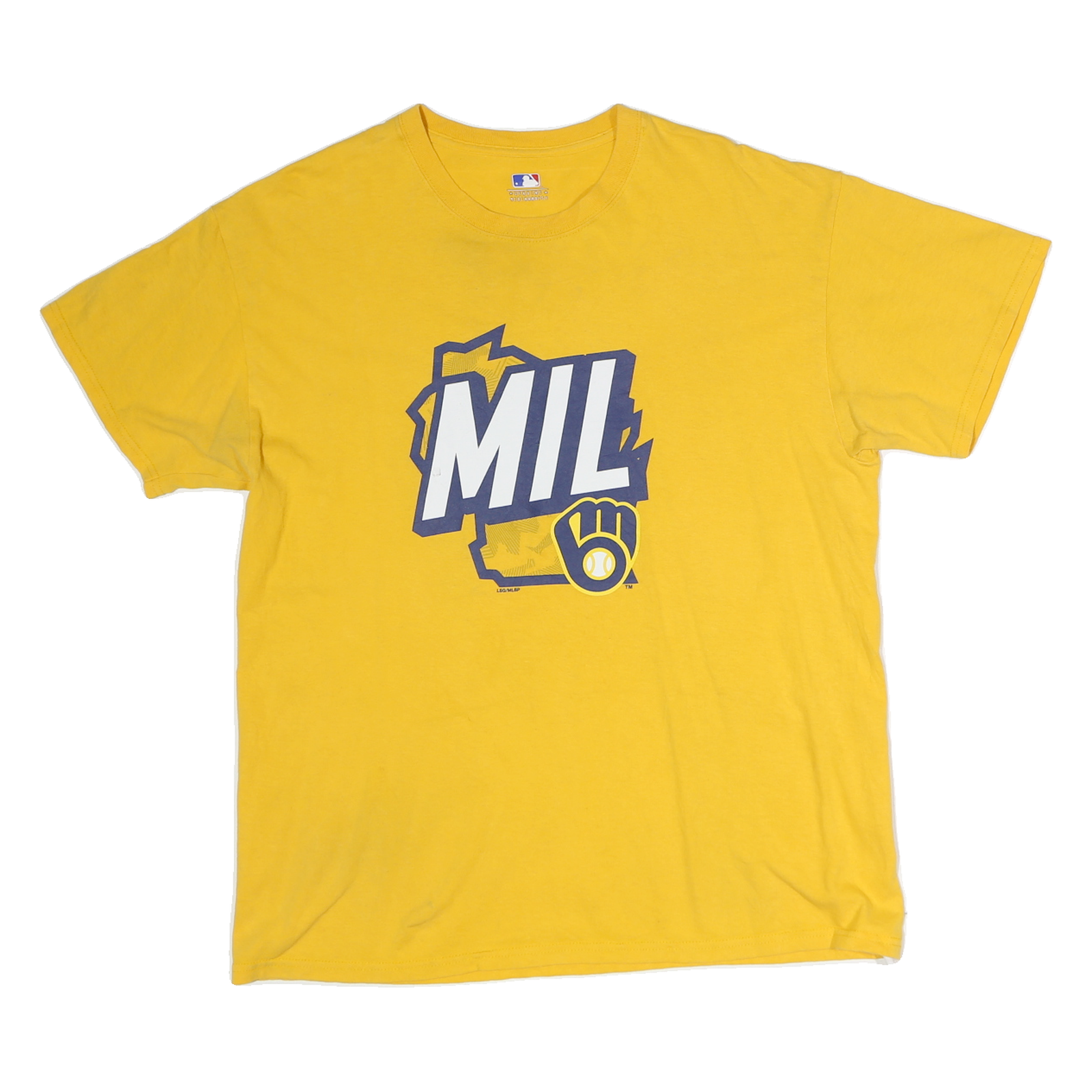 GENUINE MERCHANDISE Mens Yellow Graphic T-Shirt L Short Sleeve Crew Neck MLB Refurbished - N/A refurbished available on Cerqular