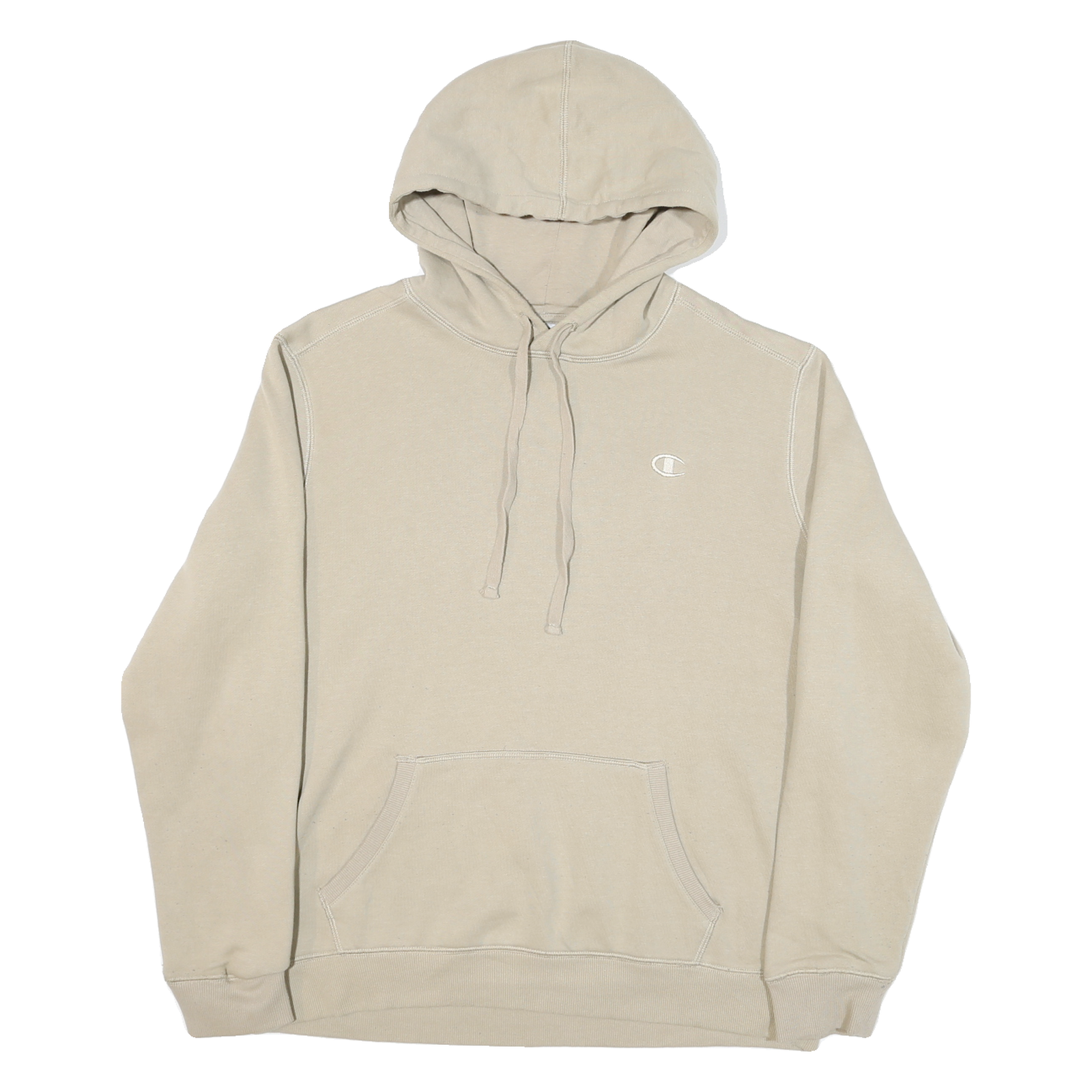 CHAMPION Mens Beige Hooded Pullover M Cotton Blend Casual Sweatshirt Refurbished - N/A refurbished available on Cerqular