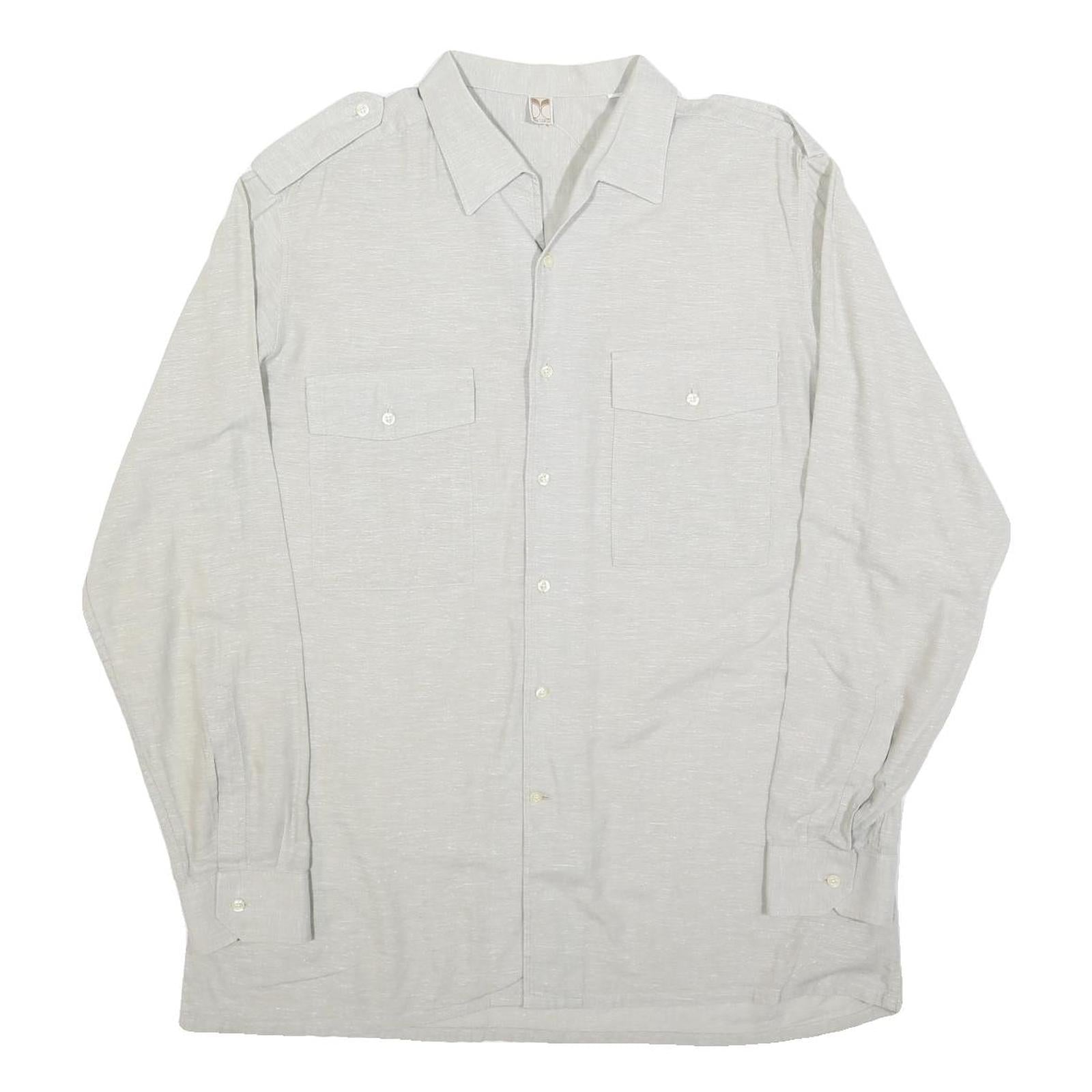 DON CARLOS Mens White Cotton Blend Casual Shirt L Button Front Long Sleeve Refurbished - N/A refurbished available on Cerqular