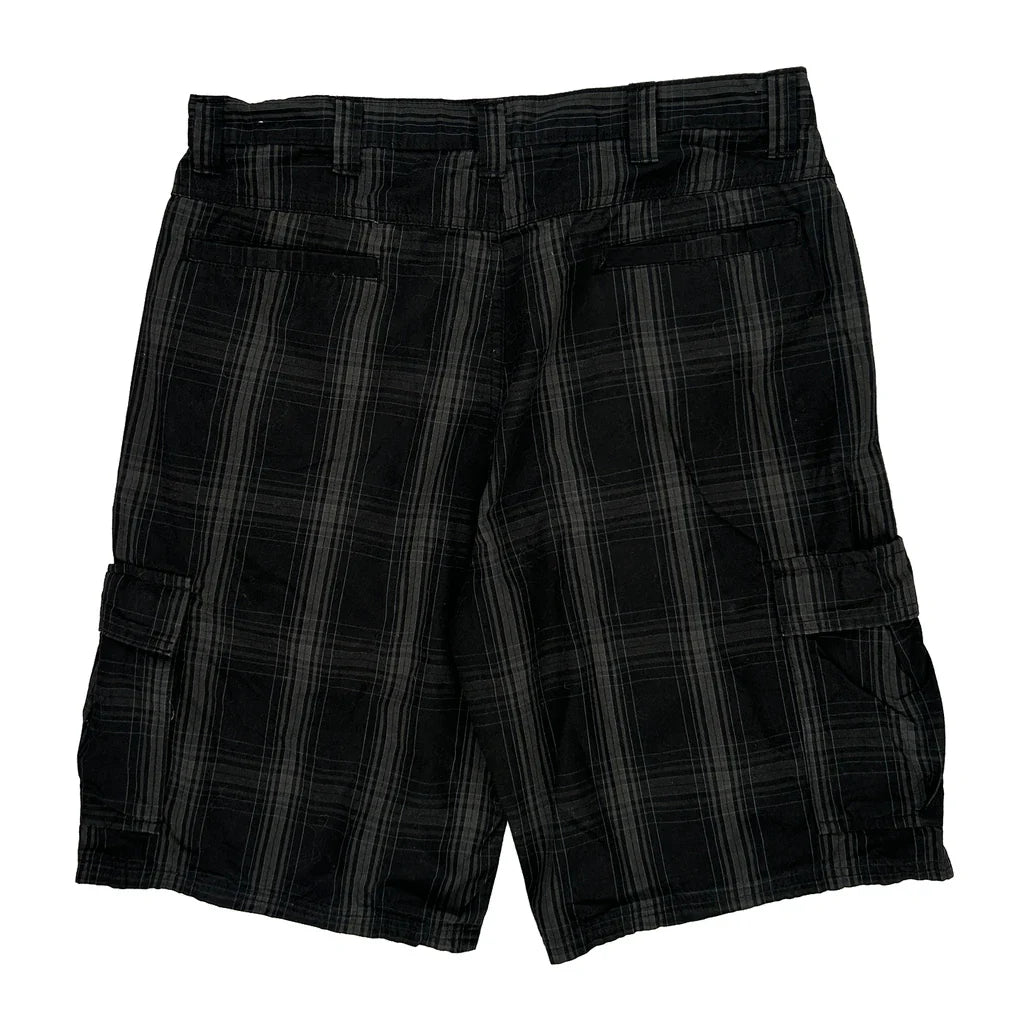 Wrangler Checked Cargo Shorts - 35W 10L Black Cotton Refurbished - Thrifted (note: this is a term often used to describe second- refurbished available on Cerqular