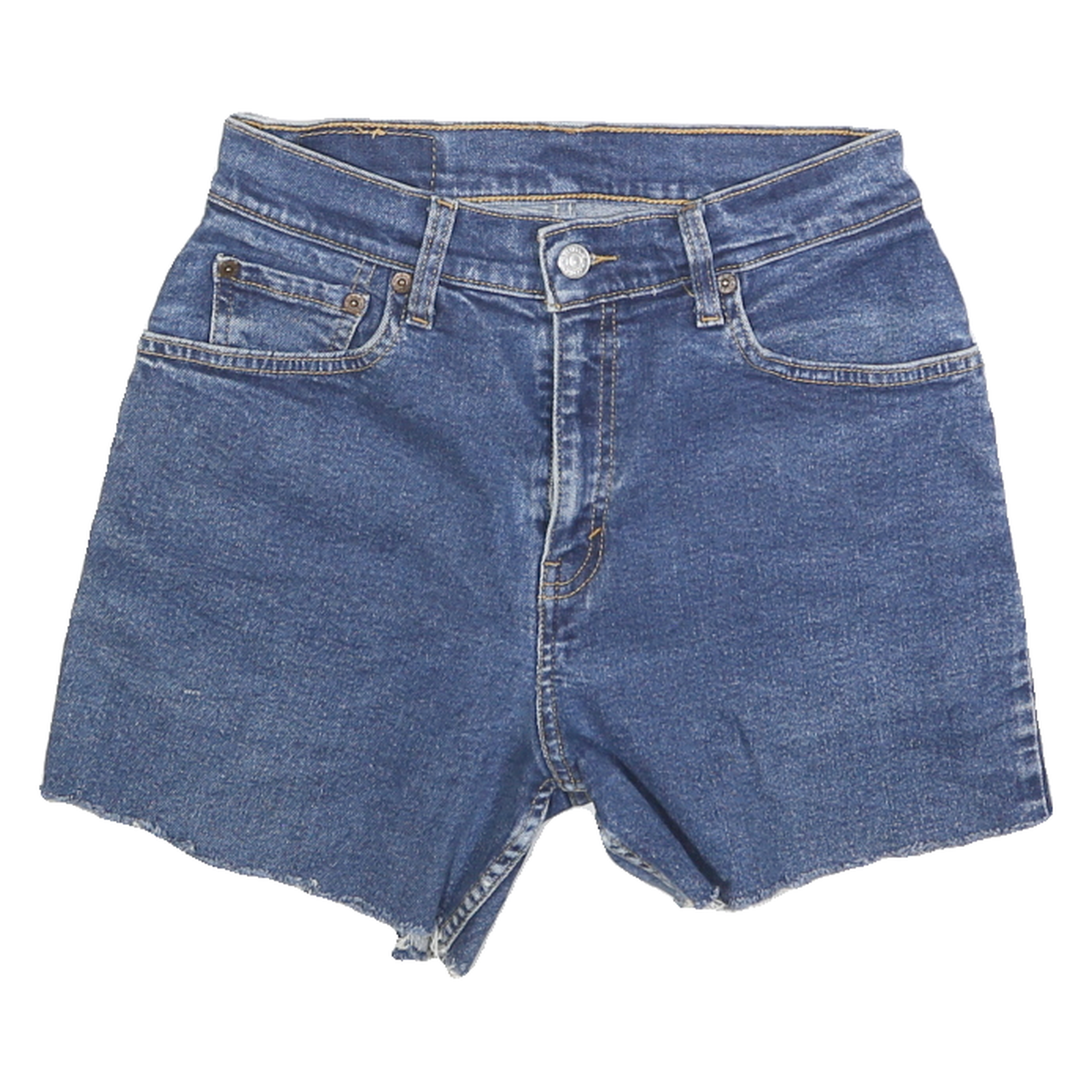 LEVI'S Womens Denim Blue Cotton Shorts XS W26 Raw Hem Casual Refurbished - N/A refurbished available on Cerqular