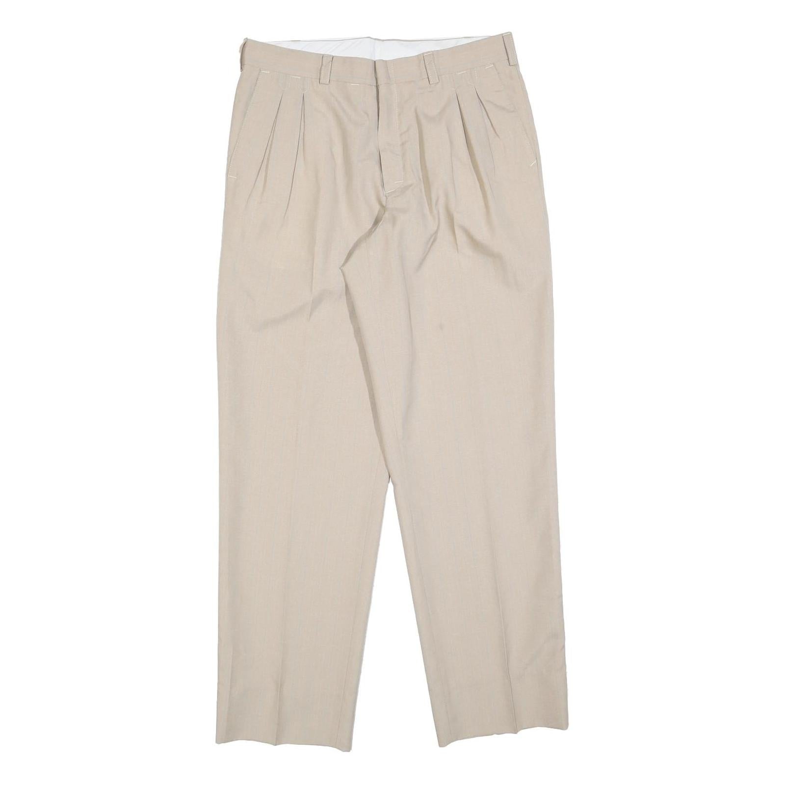 PIERRE LUGET Womens Beige Regular Fit Straight Leg Trousers W32 L32 Zip Refurbished - N/A refurbished available on Cerqular