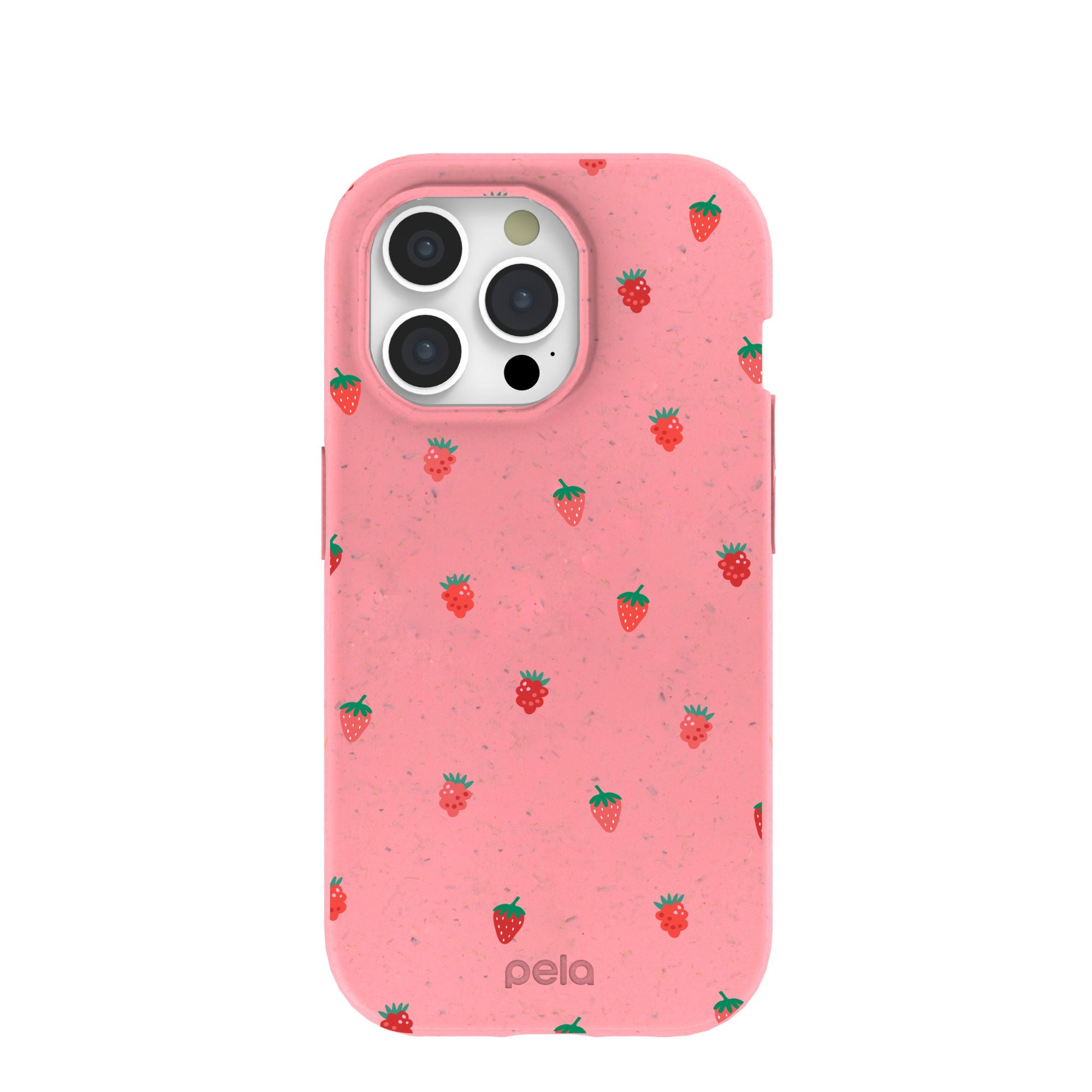 Bubblegum Pink Summer Berries iPhone 15 Pro Case Refurbished - Pela Case refurbished available on Cerqular