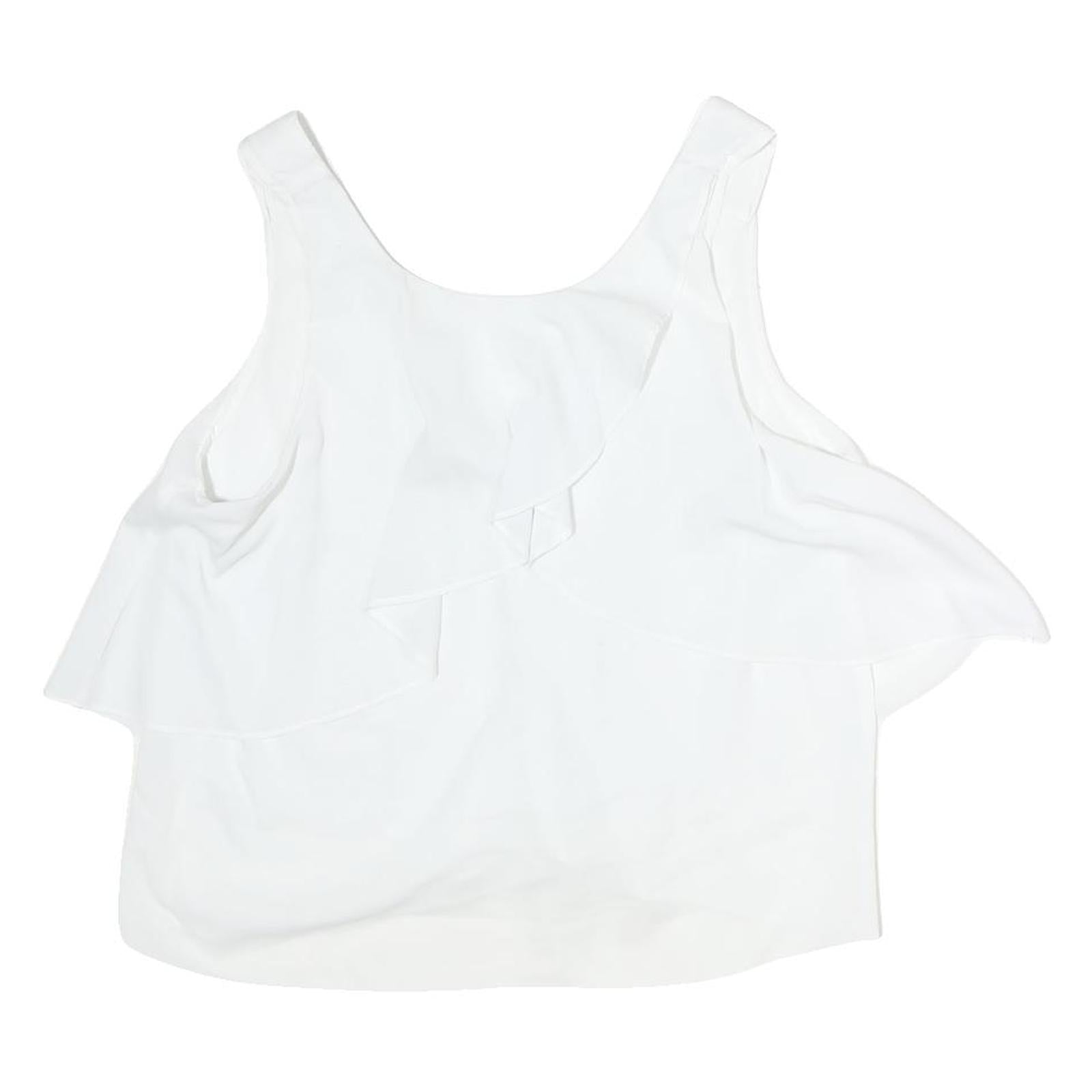 TRAFALUC Womens White Basic Sleeveless Round Neck Plain M Summer Top Refurbished - N/A refurbished available on Cerqular