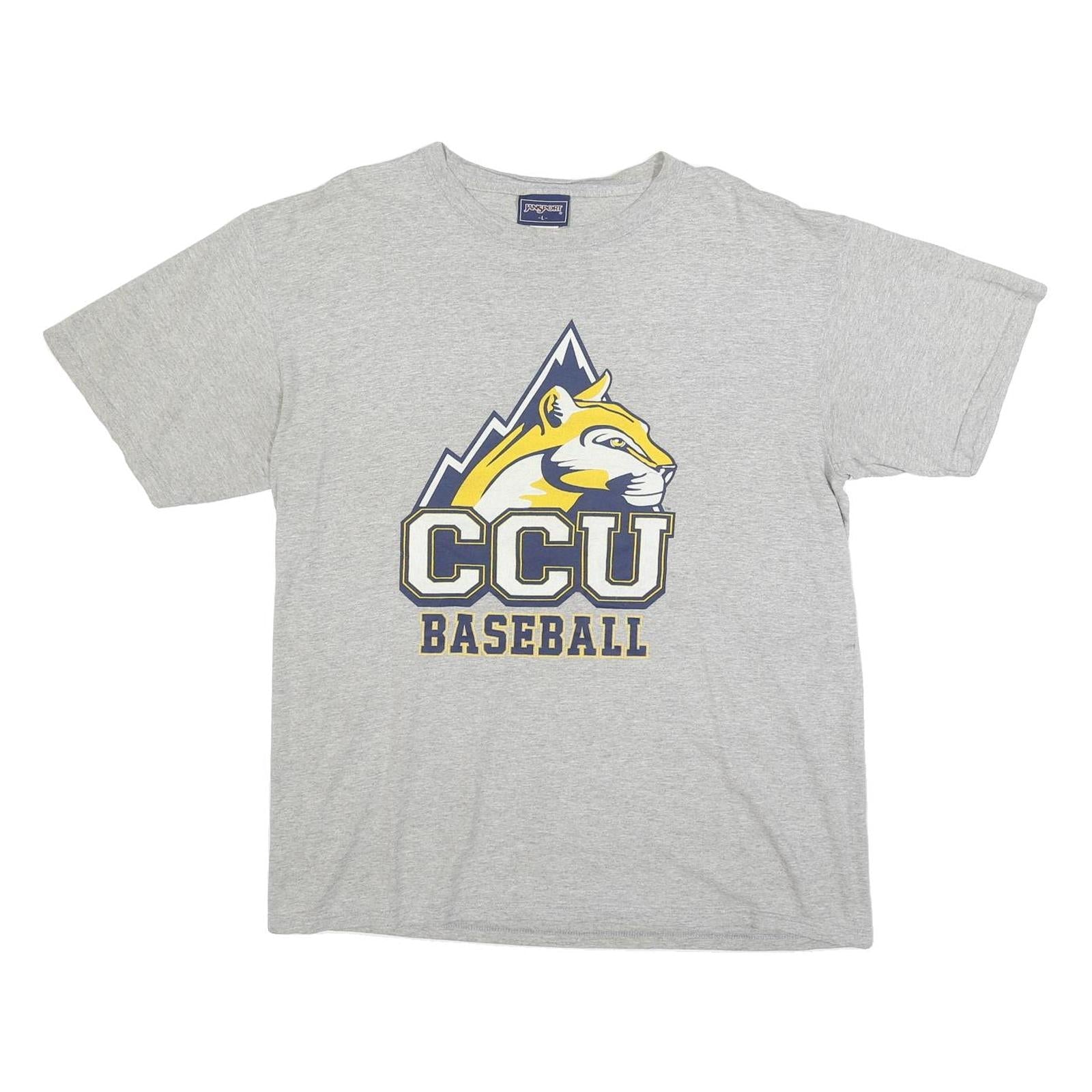 JANSPORT Mens Grey CCU Baseball Graphic T-Shirt L Short Sleeve Crew Neck Refurbished - N/A refurbished available on Cerqular