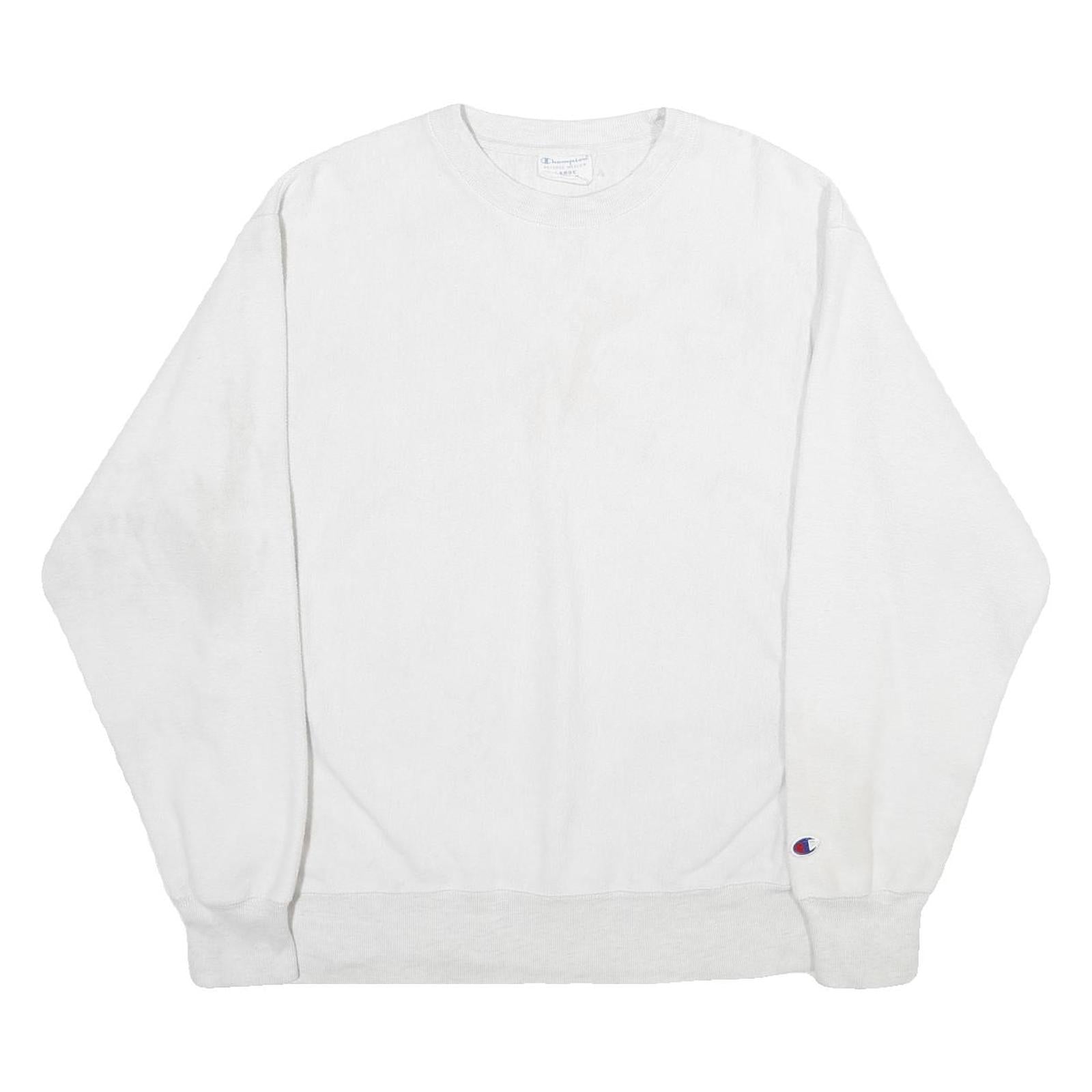 CHAMPION REVERSE WEAVE Mens White Crew Neck L Cotton Blend Sweatshirt Pullover Refurbished - N/A refurbished available on Cerqular
