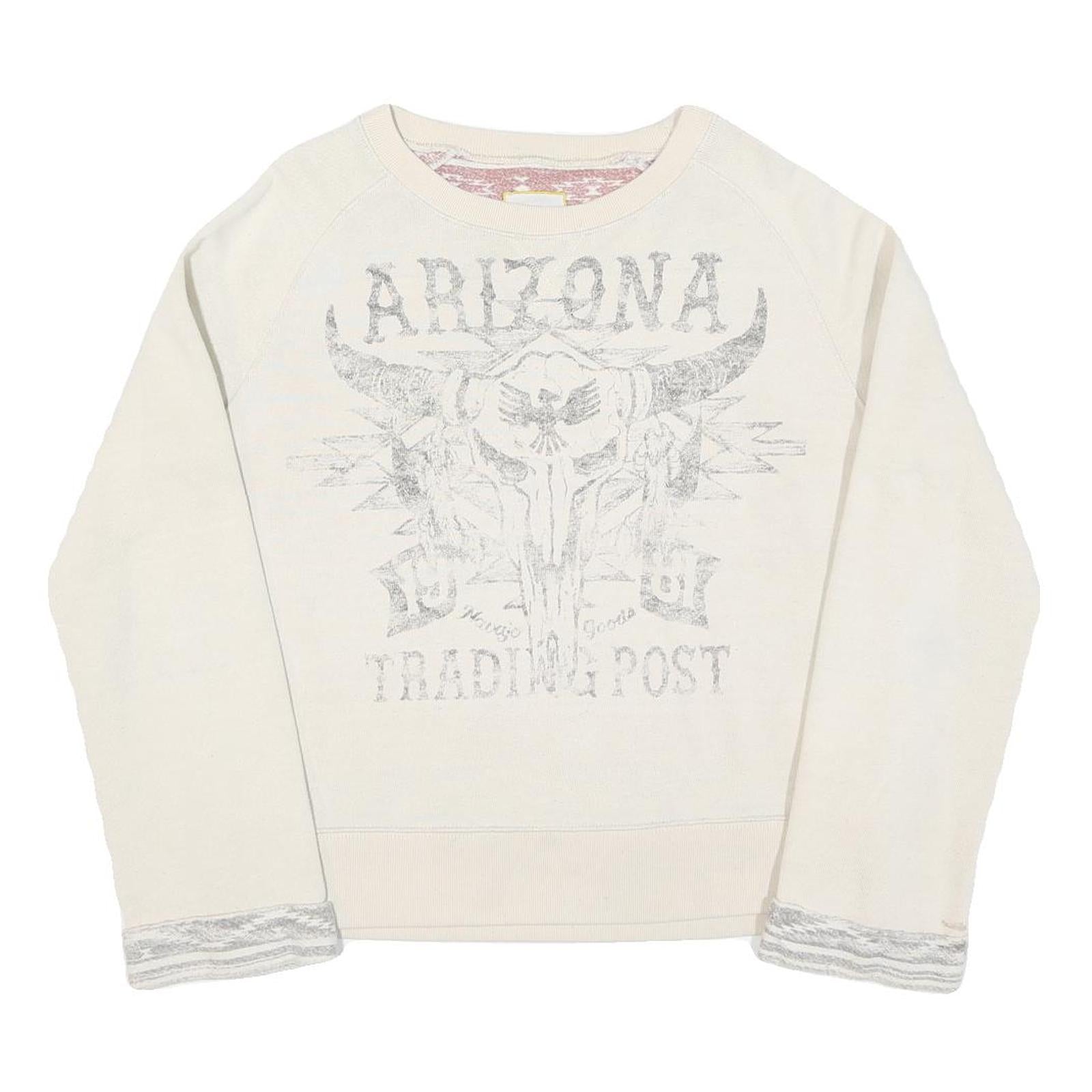 Womens Cream Arizona Trading Post Graphic Crew Neck Sweatshirt XL Casual Refurbished - N/A refurbished available on Cerqular