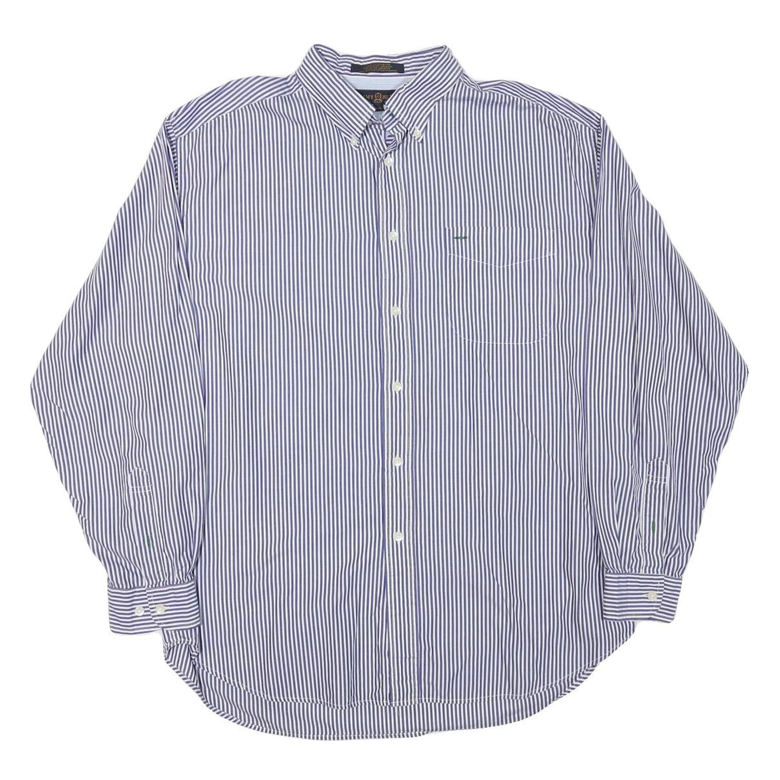 TOMMY HILFIGER Mens Blue & White Stripe Cotton Blend Shirt L Button Down Pocket Refurbished - N/A refurbished available on Cerqular