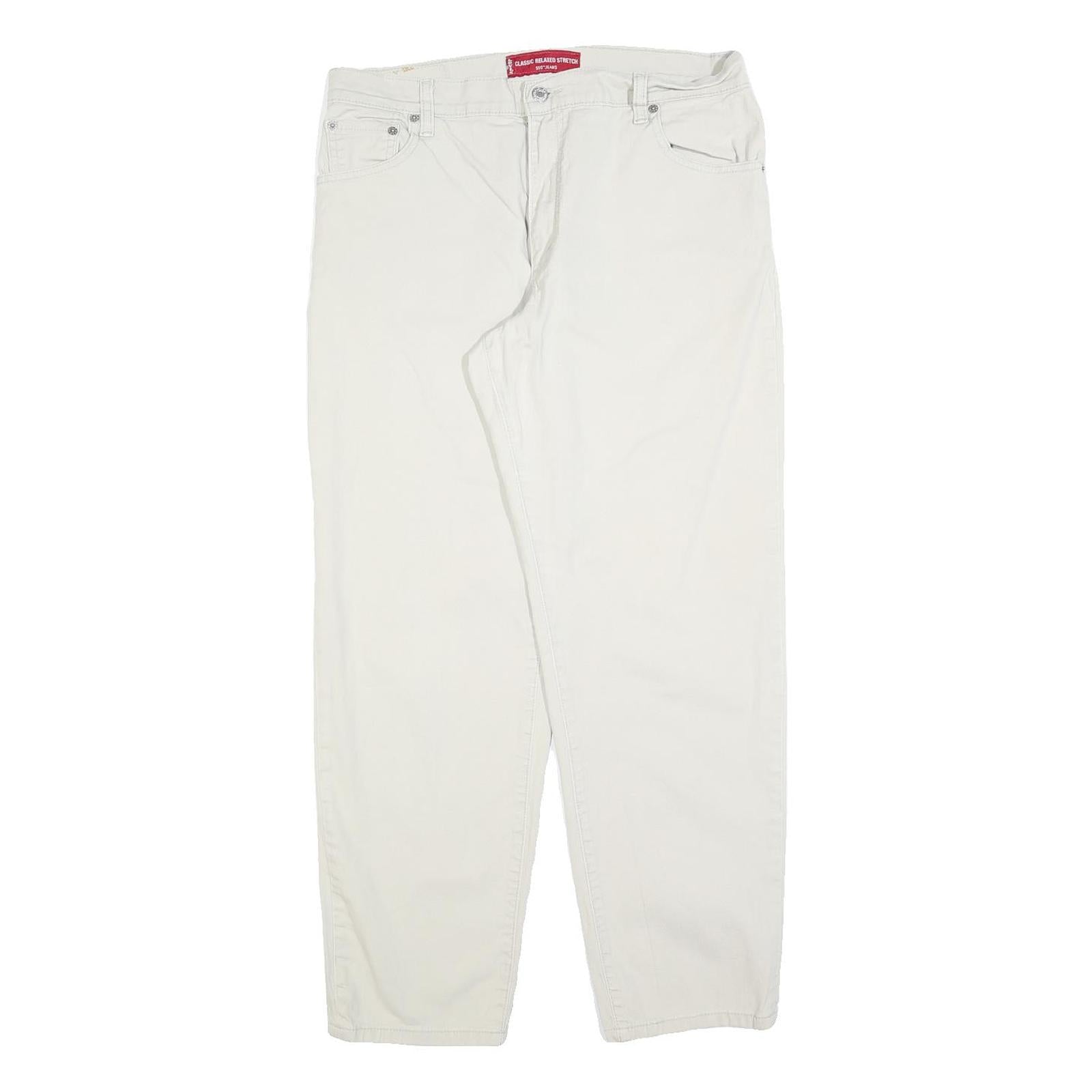 LEVI'S Womens Cotton Blend White Relaxed Straight Trousers W32 L30 Classic Style Refurbished - N/A refurbished available on Cerqular