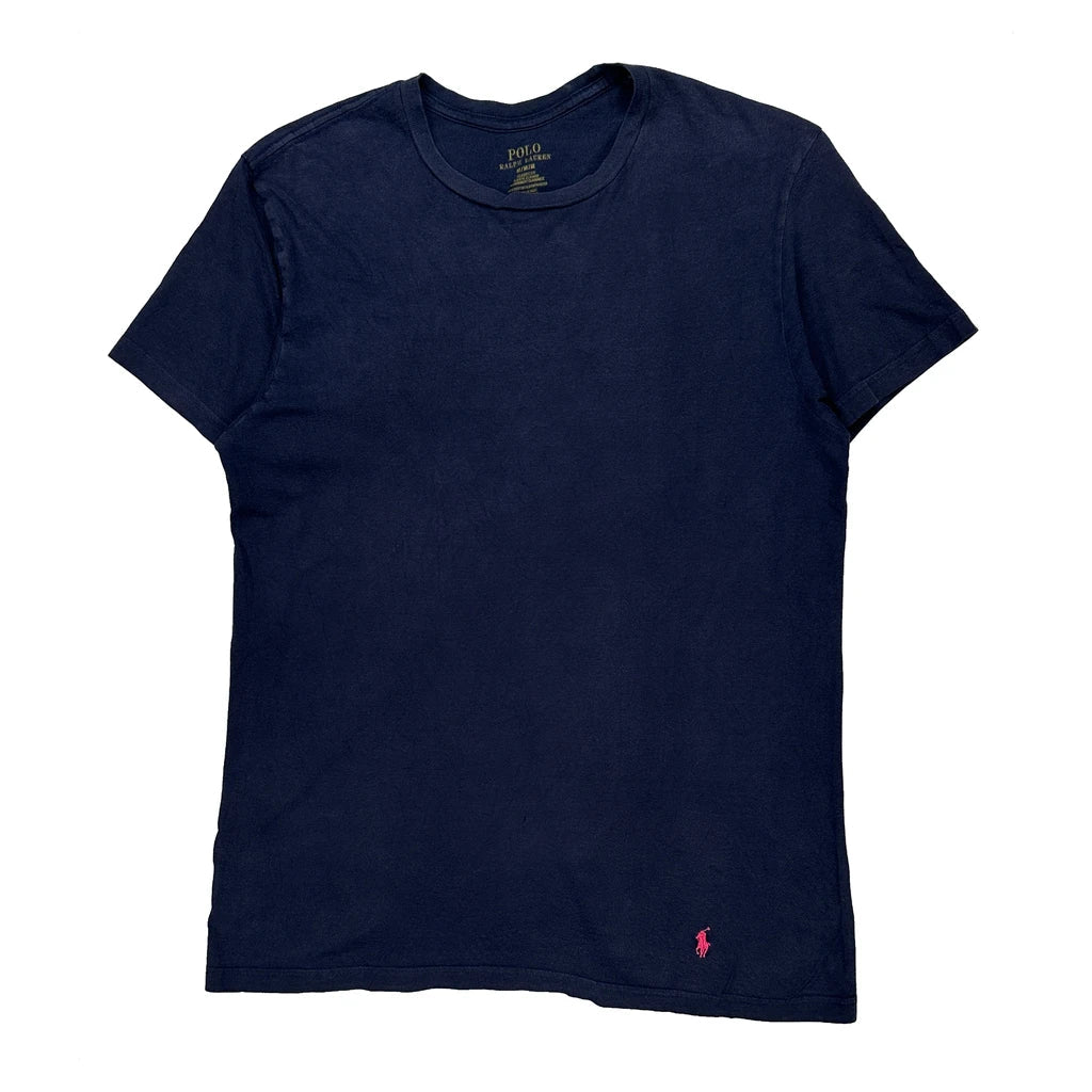 Polo By Ralph Lauren T-Shirt - Medium Navy Cotton Refurbished - Thrifted (note: this is a term often used to describe second- refurbished available on Cerqular