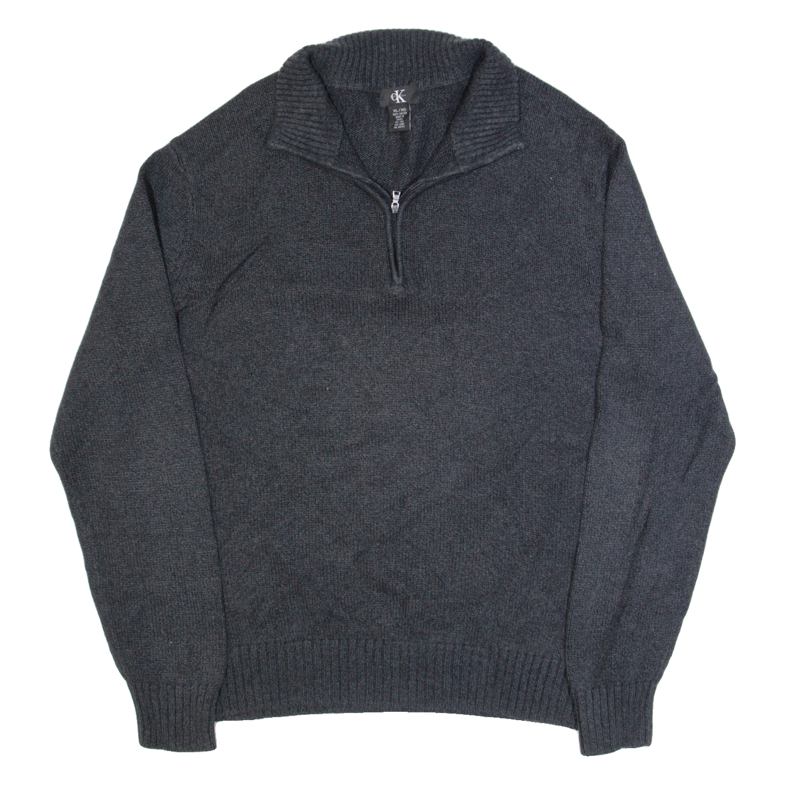 CALVIN KLEIN Mens Jumper Grey V-Neck Tight Knit XL Refurbished - N/A refurbished available on Cerqular