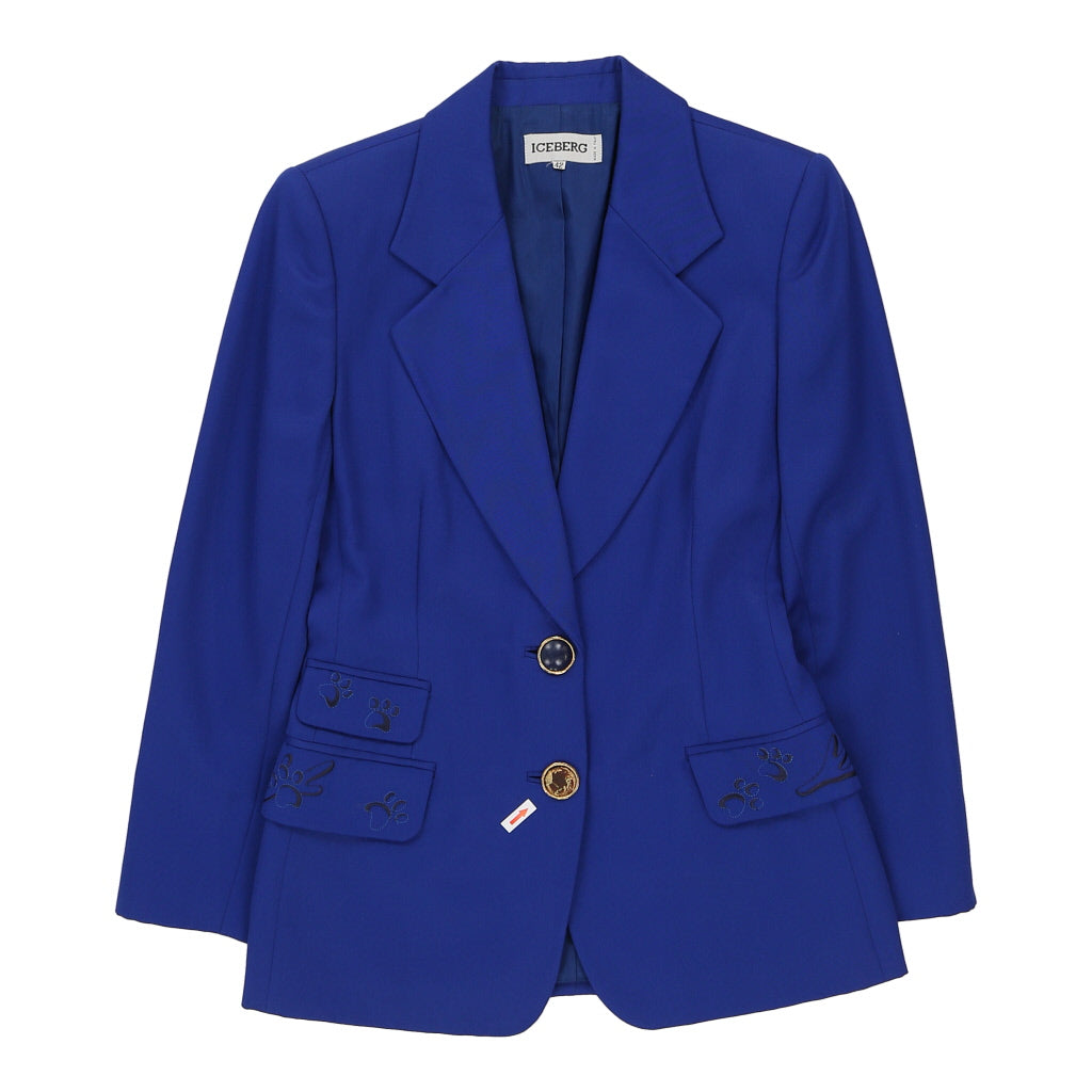 Iceberg Embroidered Blazer - Small Blue Wool Refurbished - Thrifted (note: this is a term often used to describe second- refurbished available on Cerqular
