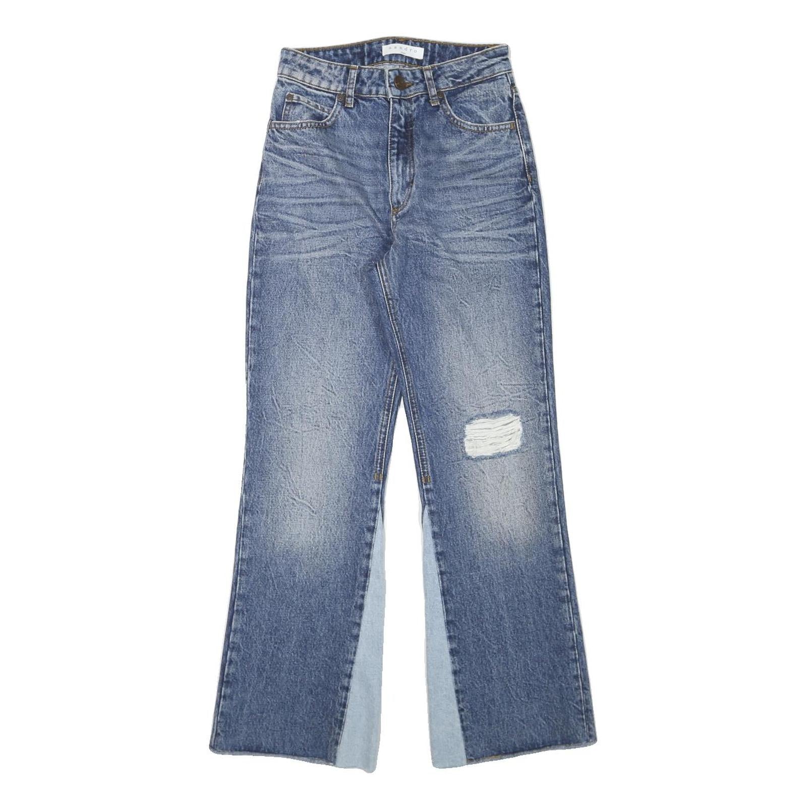 SANDRO Womens Relaxed Jeans Blue Denim Cotton Blend W24 L28 Patch Detail Refurbished - N/A refurbished available on Cerqular